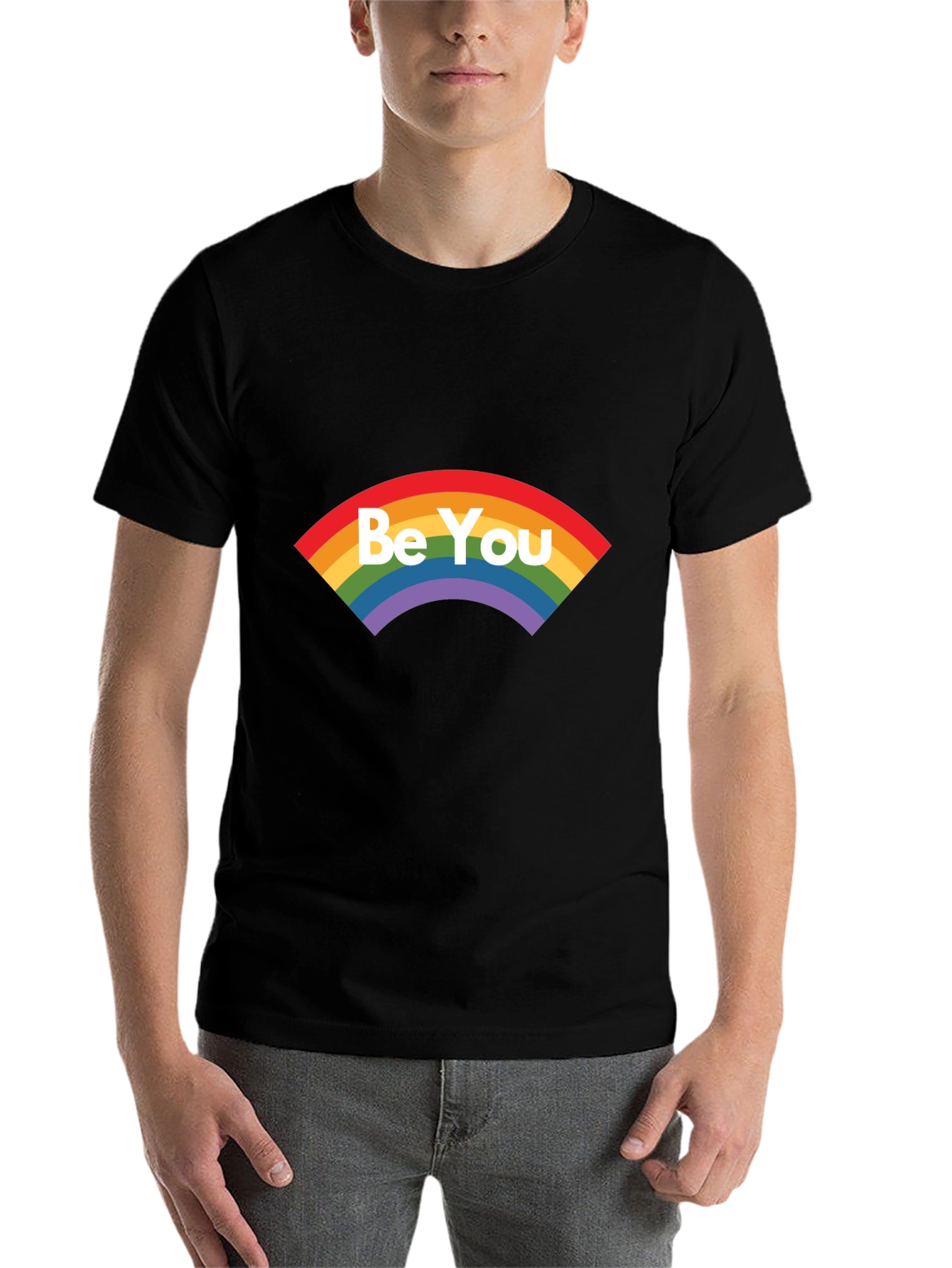 Black Be You Rainbow Graphic Tee - Soft Cotton Blend view 7