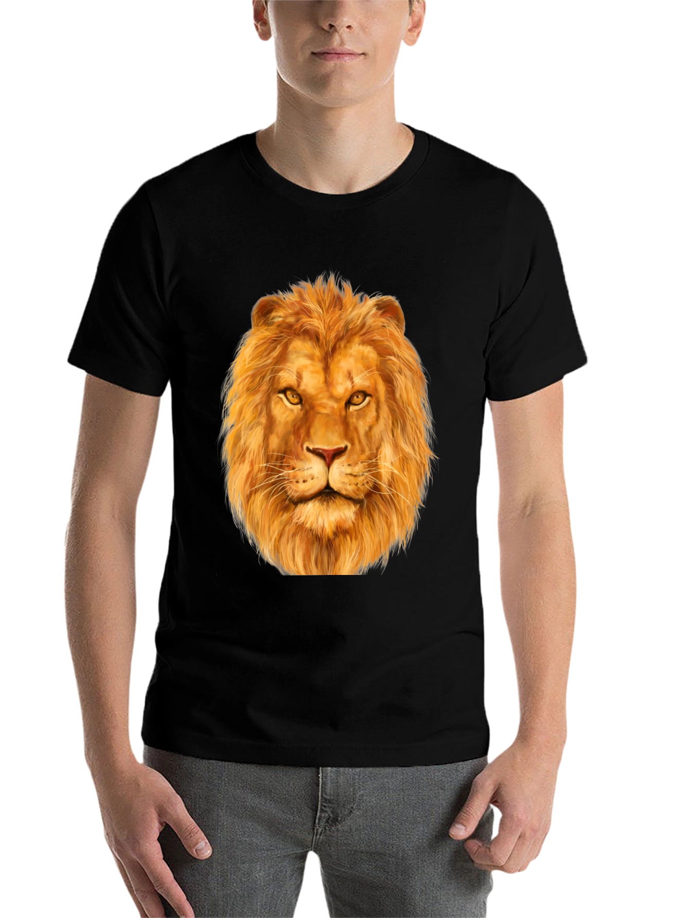 Black Lion Graphic Print Black T-Shirt view 7