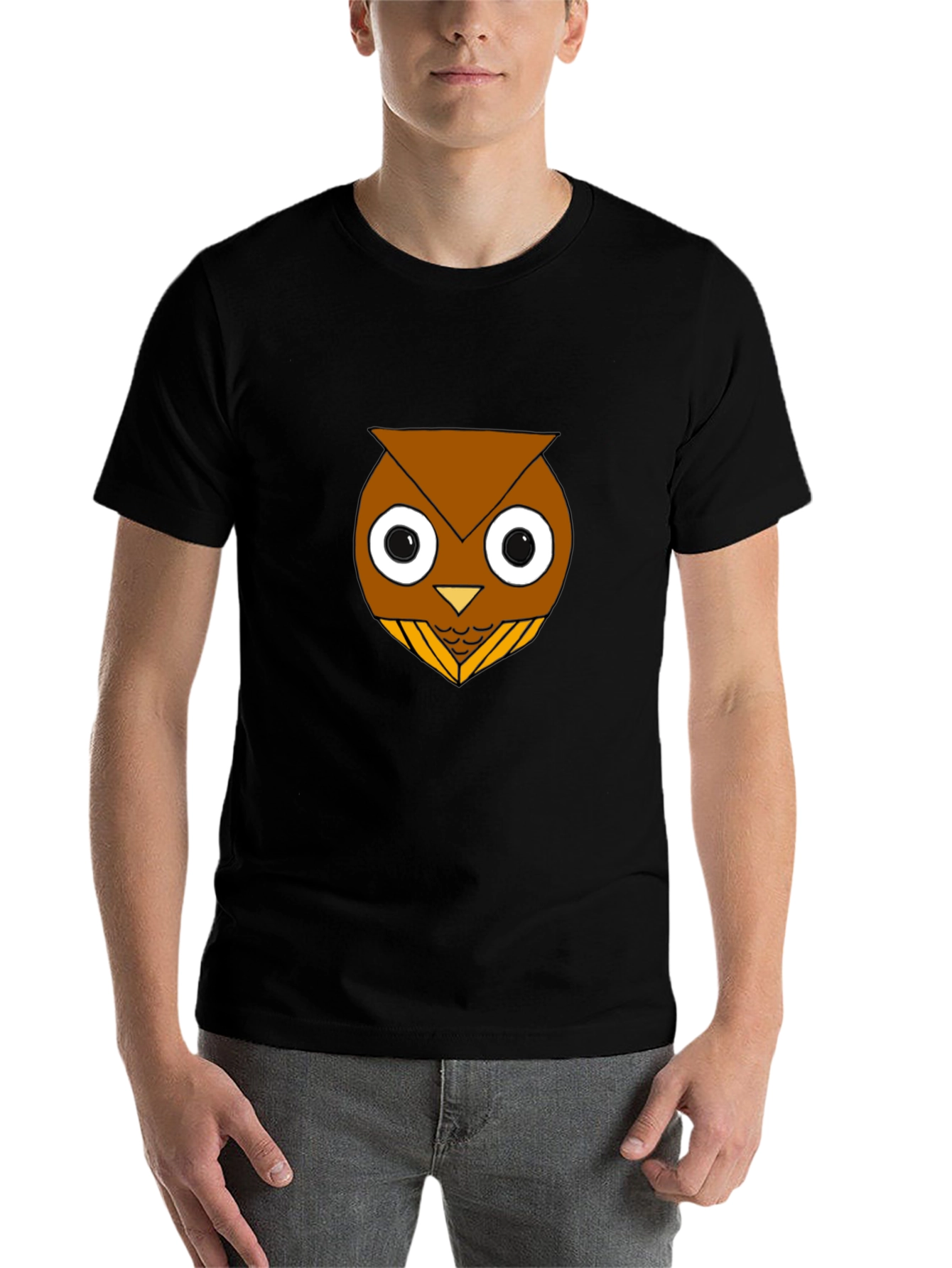 Black Funny Owl Graphic T-Shirt - Black Cotton Blend view 7