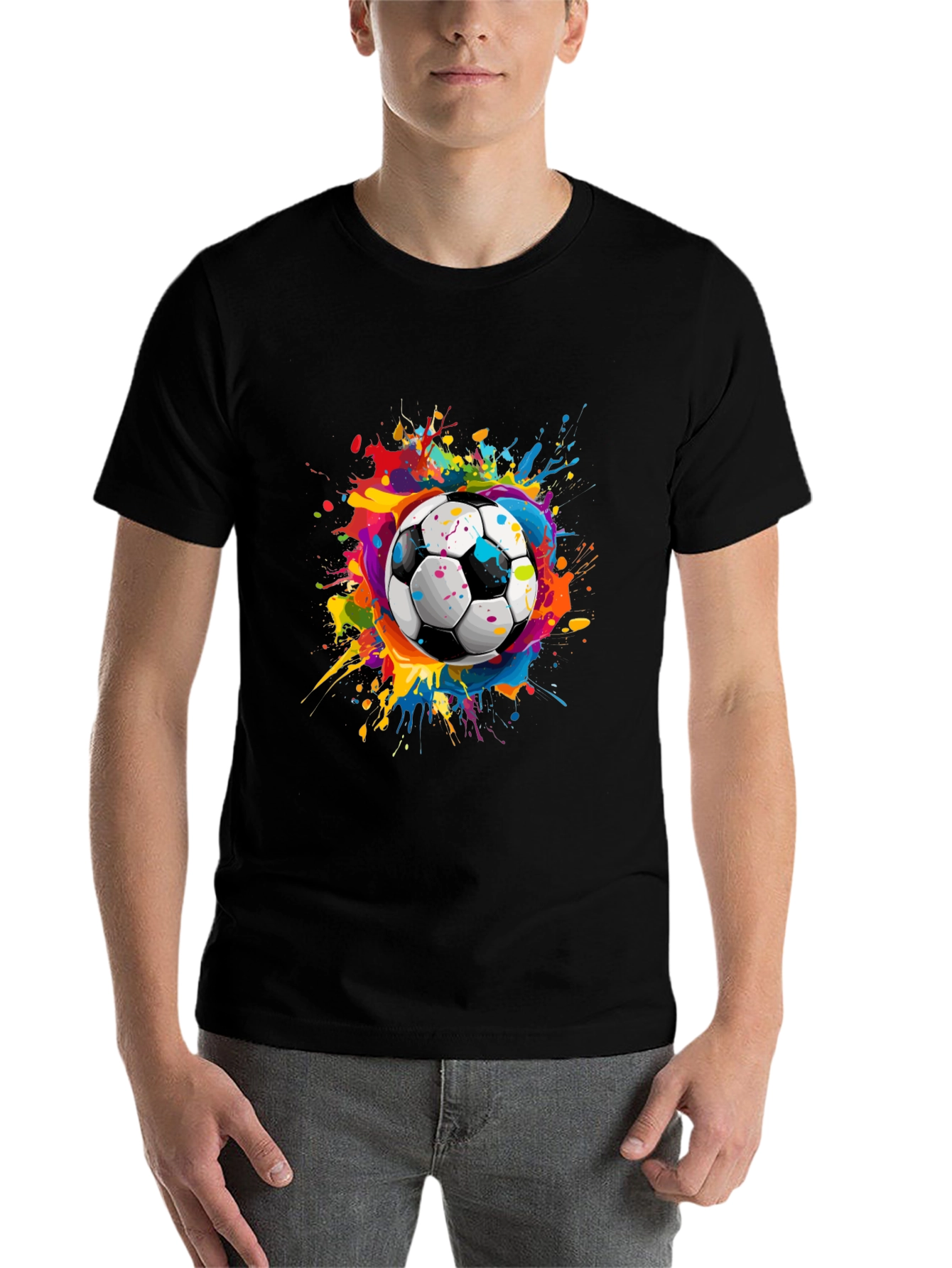 Black Soccer Splash Black T-Shirt view 7