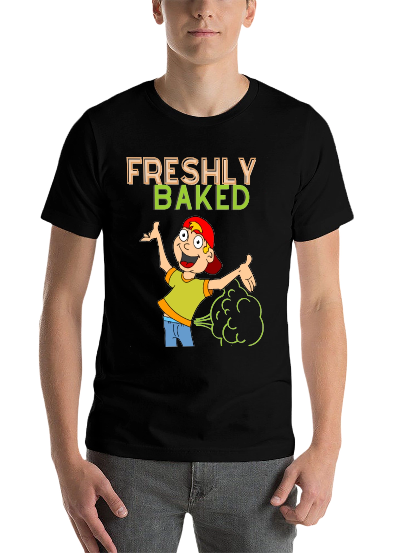 Black Freshly Baked Graphic T-Shirt Funny Cartoon view 7