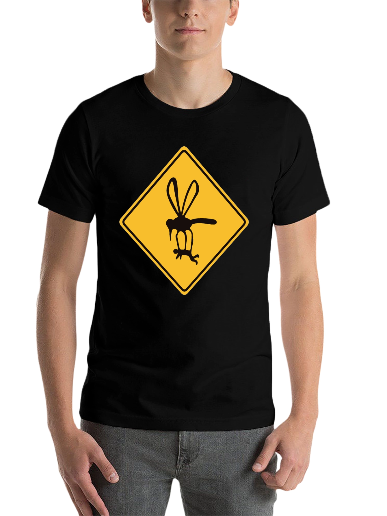 Black Mosquito Warning Graphic T-Shirt - Black view 7