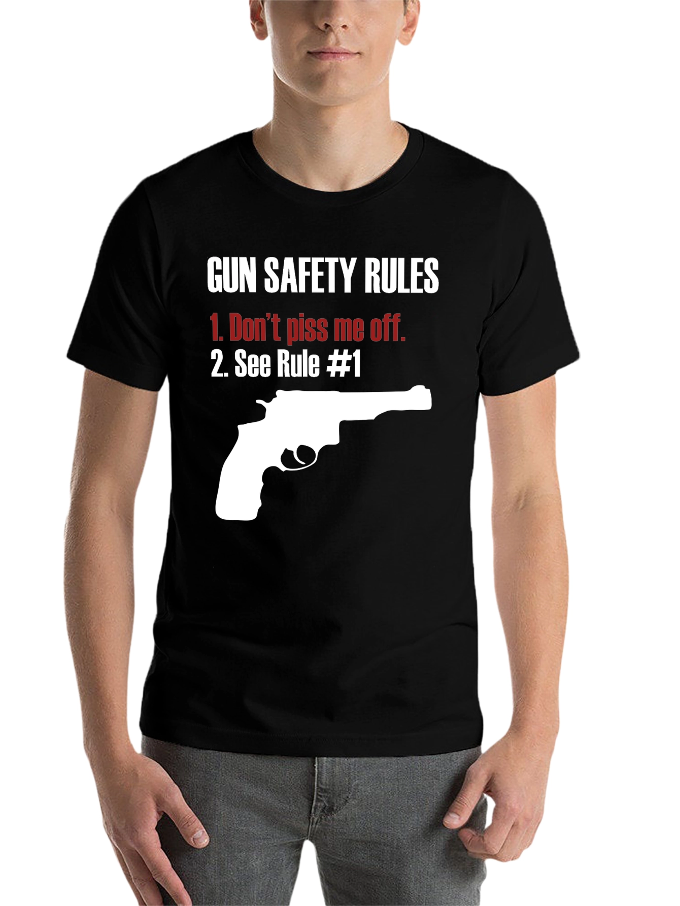 Black Gun Safety Rules Graphic T-Shirt view 7