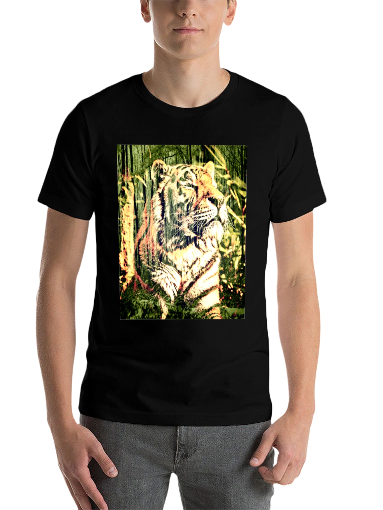 Black Tiger Graphic Black T-Shirt view 7