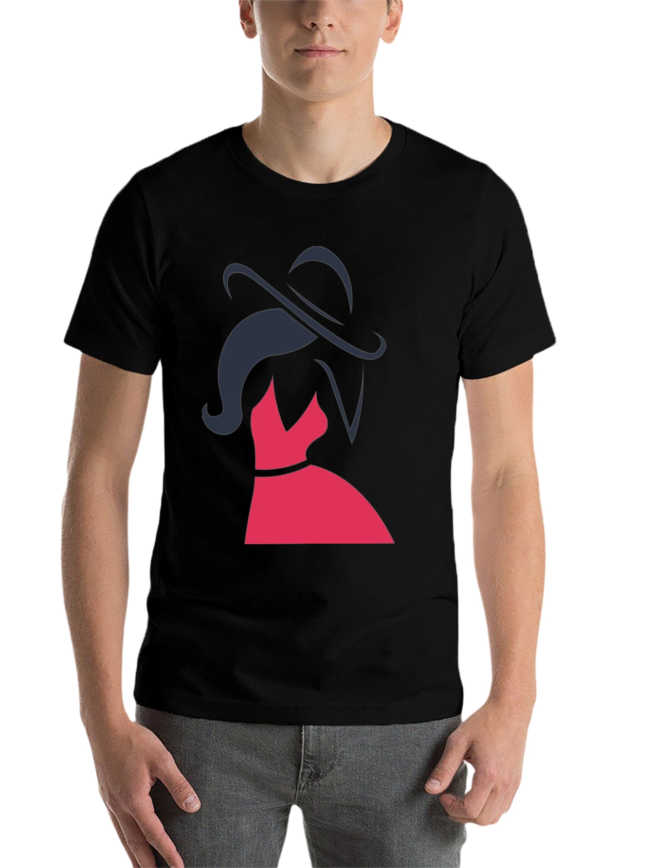 Black Elegant Woman Graphic Tee - Stylish Fashion Top view 7