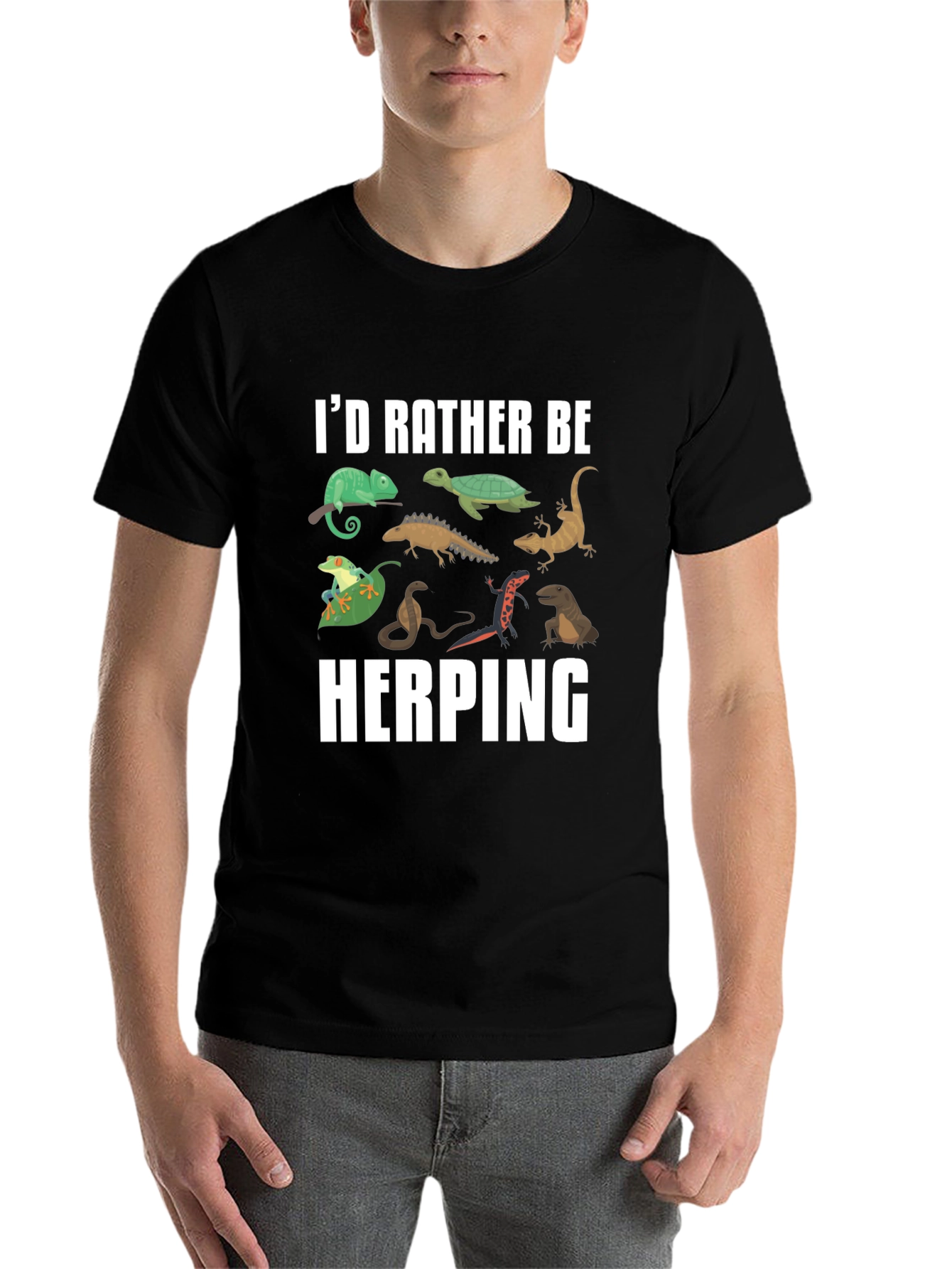 Black Herping Reptile T-Shirt - I'd Rather Be Herping view 7