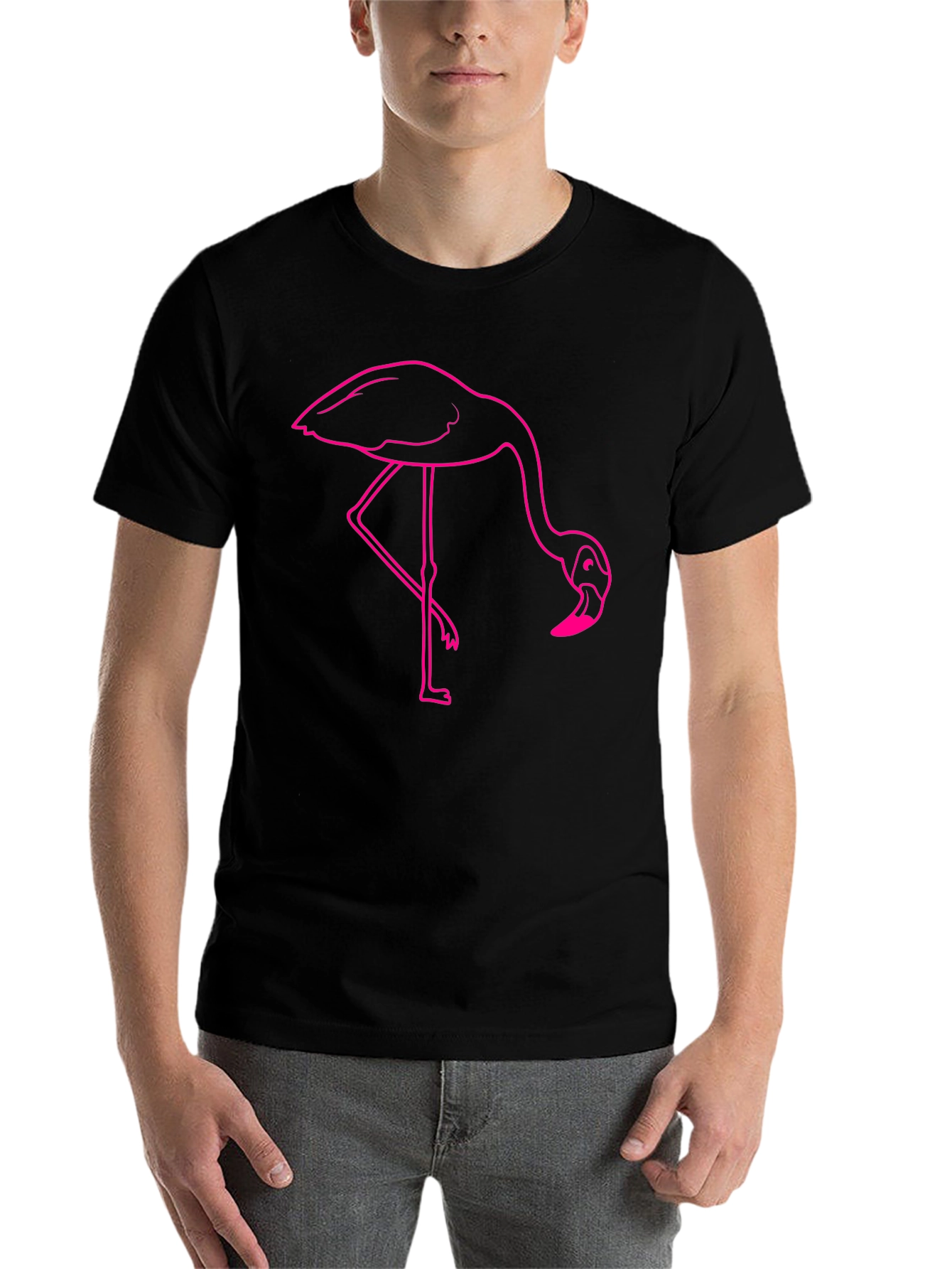 Black Flamingo Graphic Tee - Casual Black T-Shirt view 7