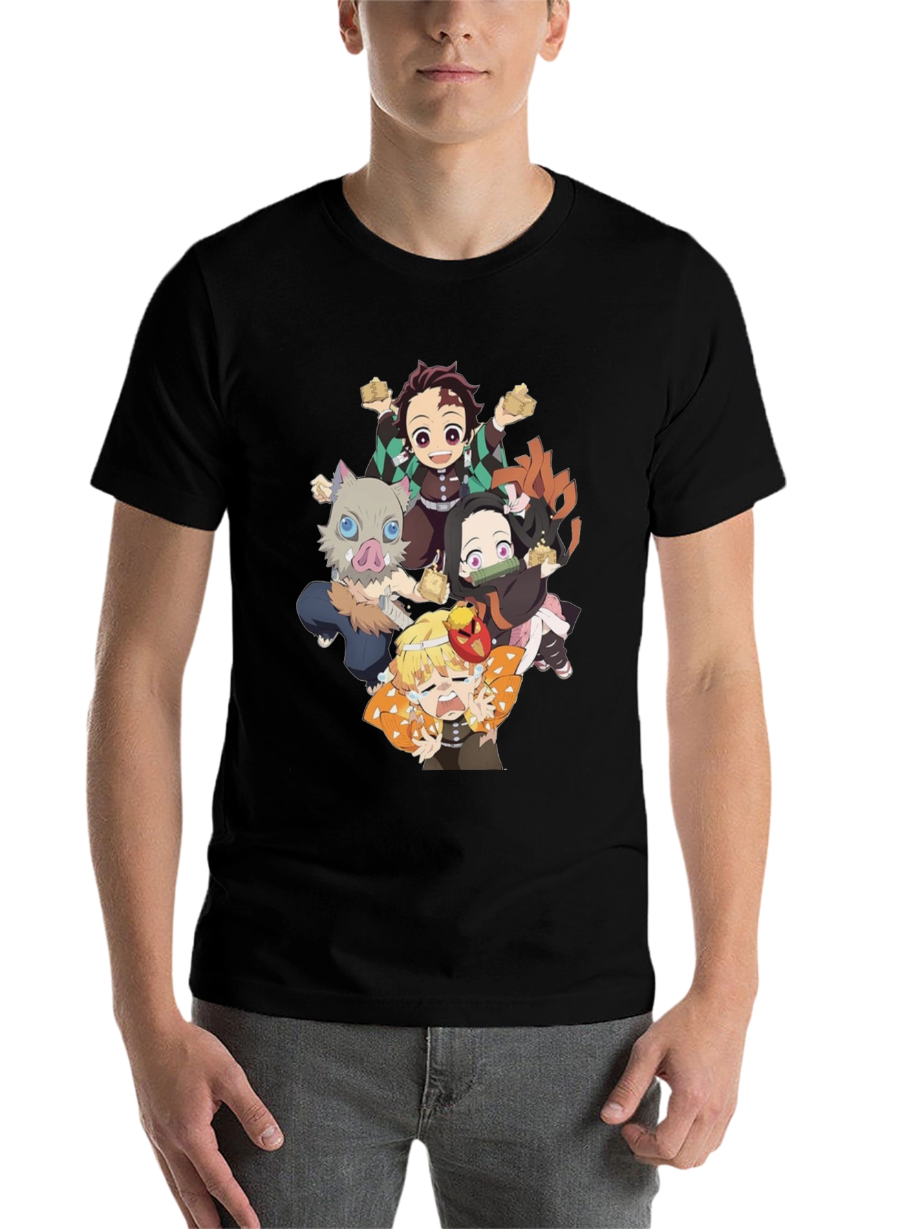 Black Anime Character Graphic Print Black T-Shirt view 7