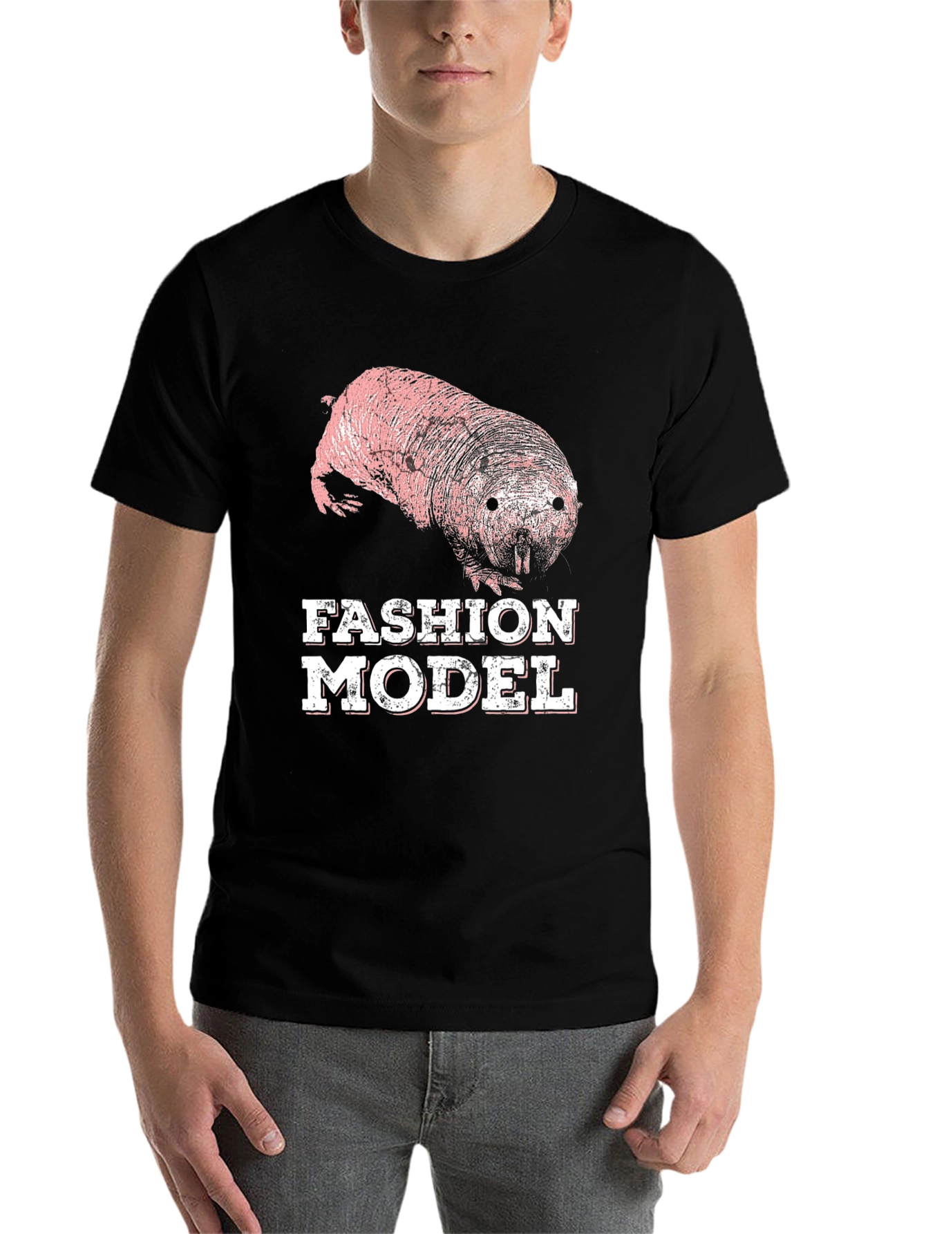 Black Naked Mole Rat Fashion Model T-Shirt view 7