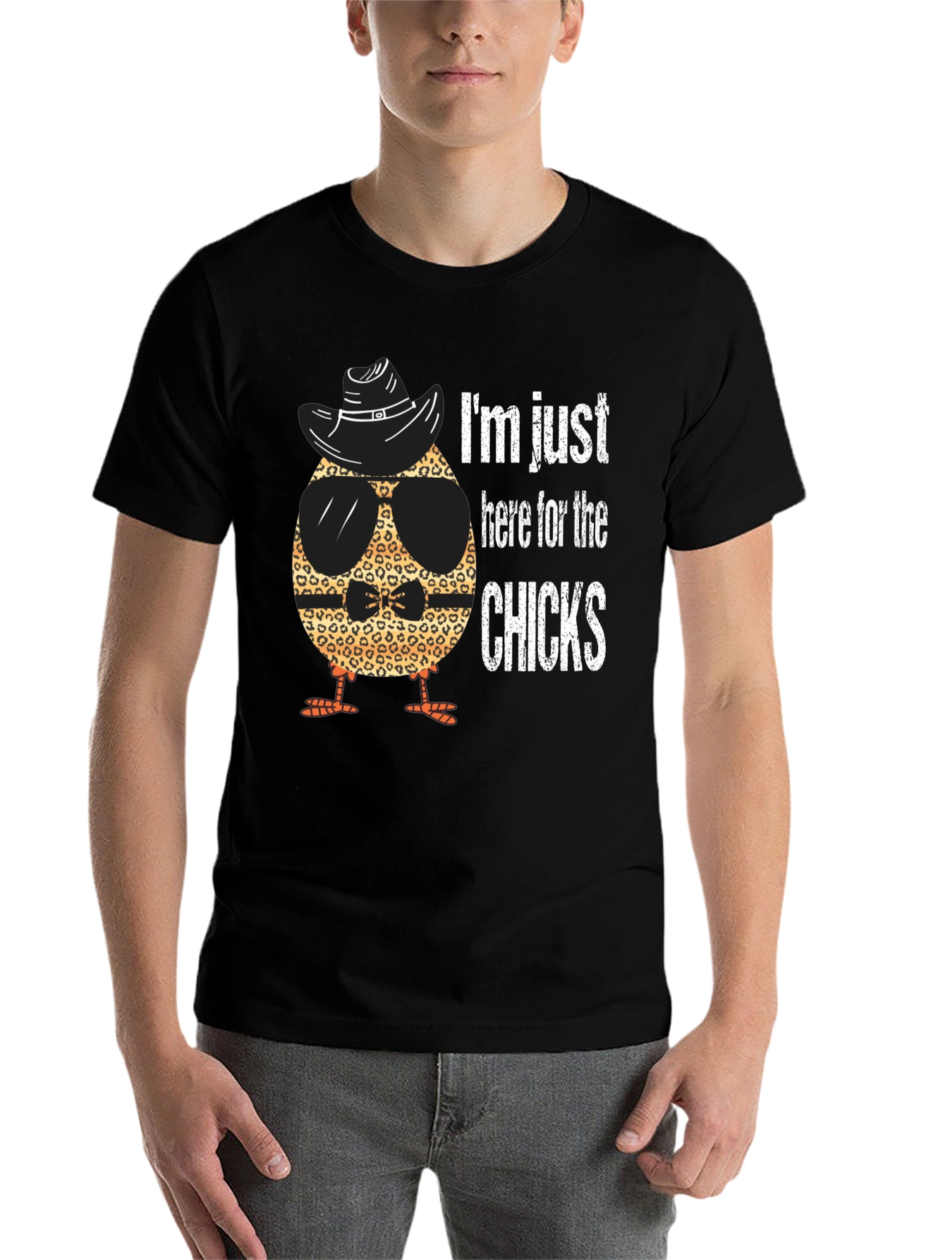 Black Funny Chick T-Shirt - I'm Just Here for the Chicks view 7
