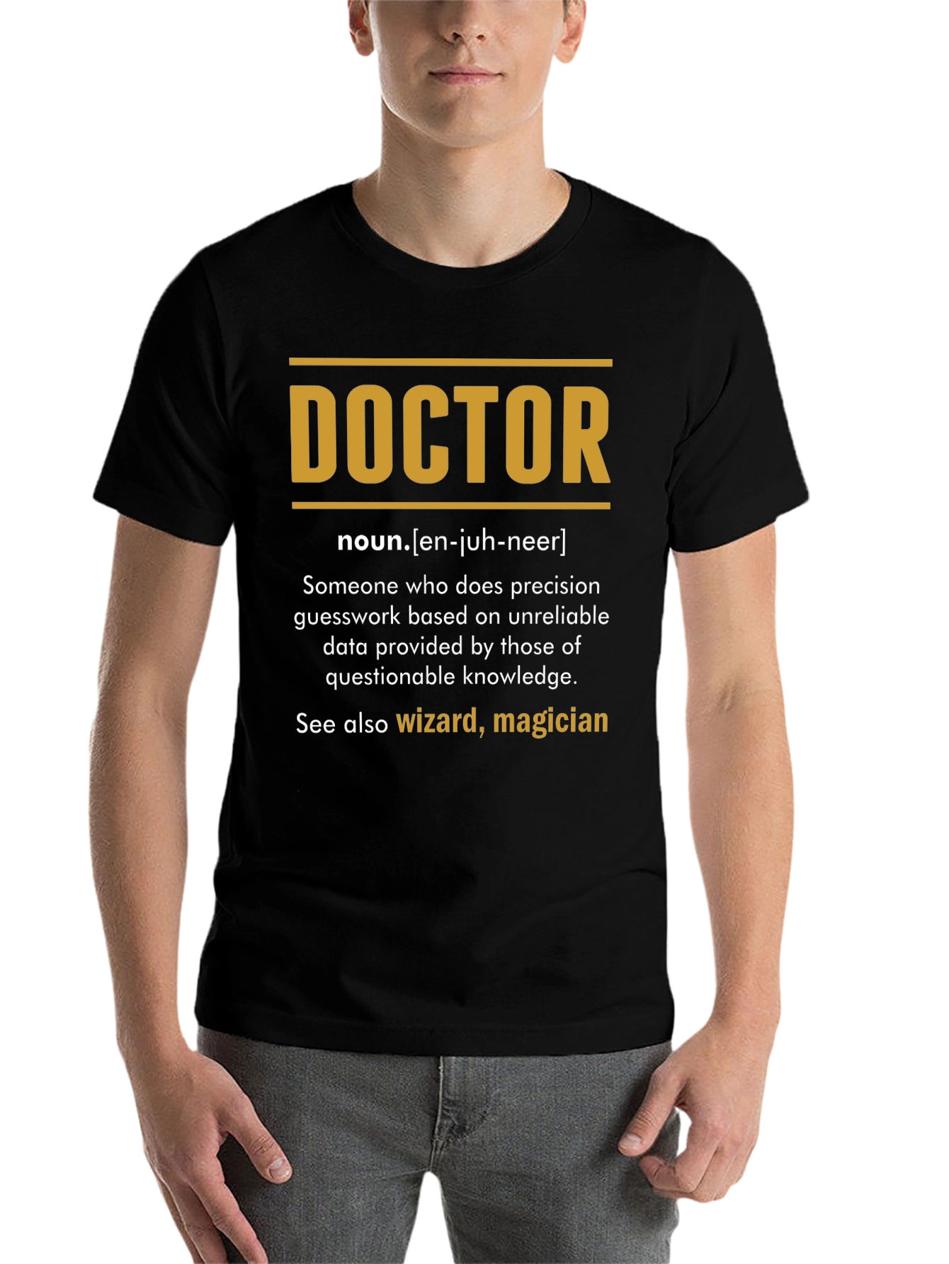 Black Doctor Definition T-Shirt - Funny Medical Profession Tee view 7