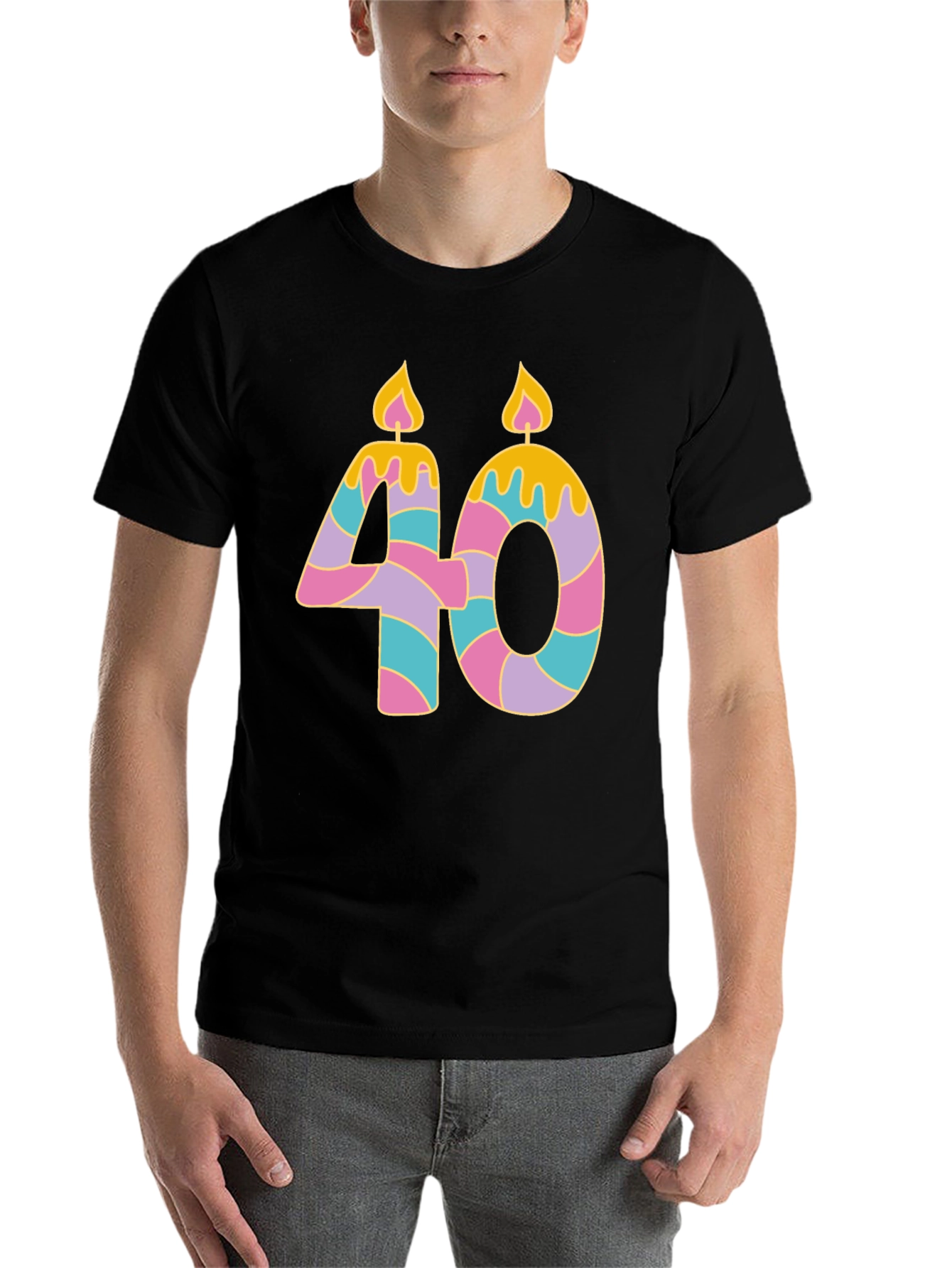 Black Novelty 40th Birthday Candle T-Shirt view 7