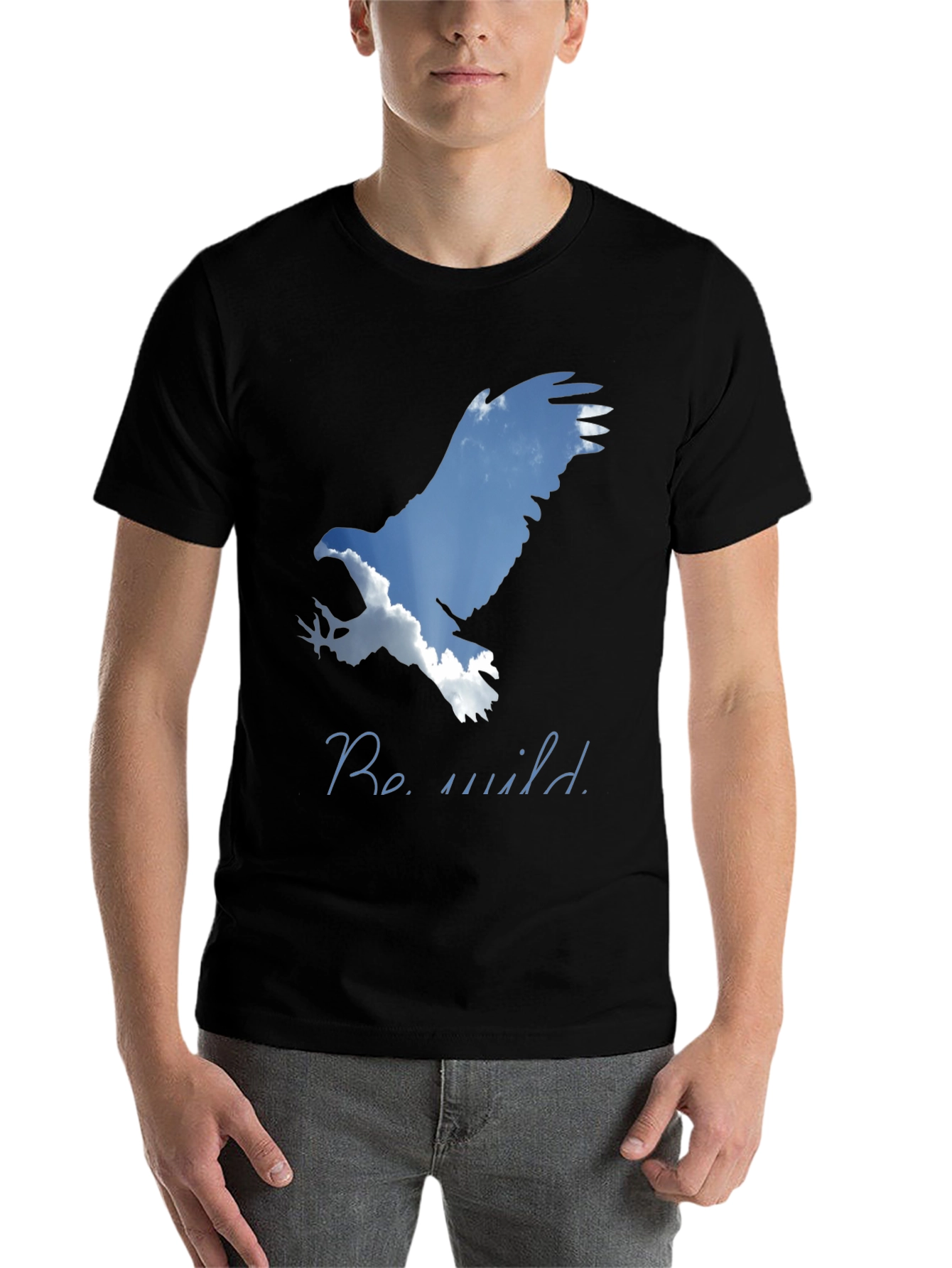 Black Be Wild Eagle Graphic Tee - Black Cotton Blend Shirt view 7