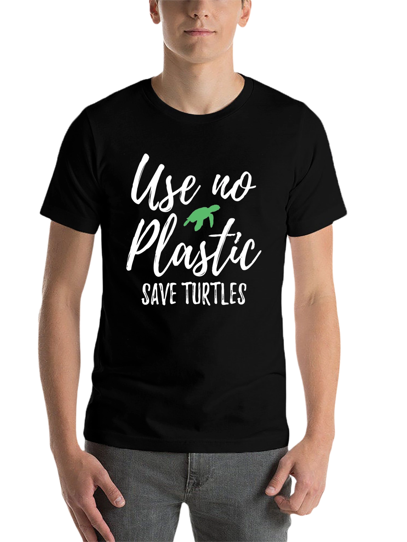 Black Eco-Friendly "Use No Plastic" Graphic Tee view 7