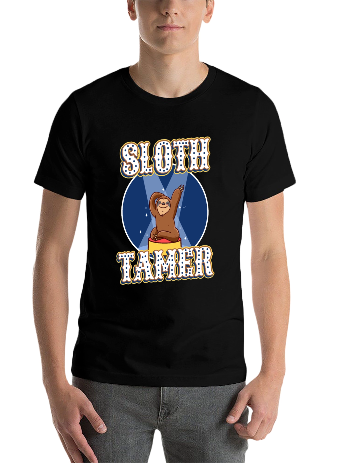 Black Sloth Tamer Graphic Tee - Funny Animal Lover T-Shirt view 7
