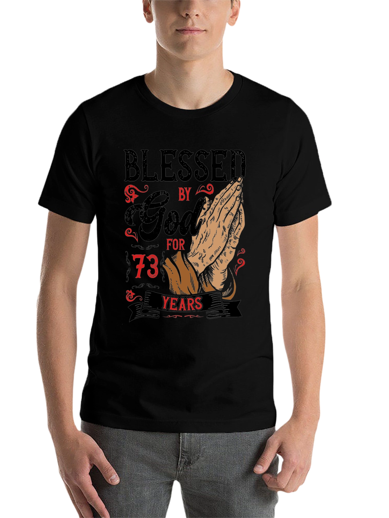Black Blessed By God T-Shirt - Limited Edition 73 Years view 7