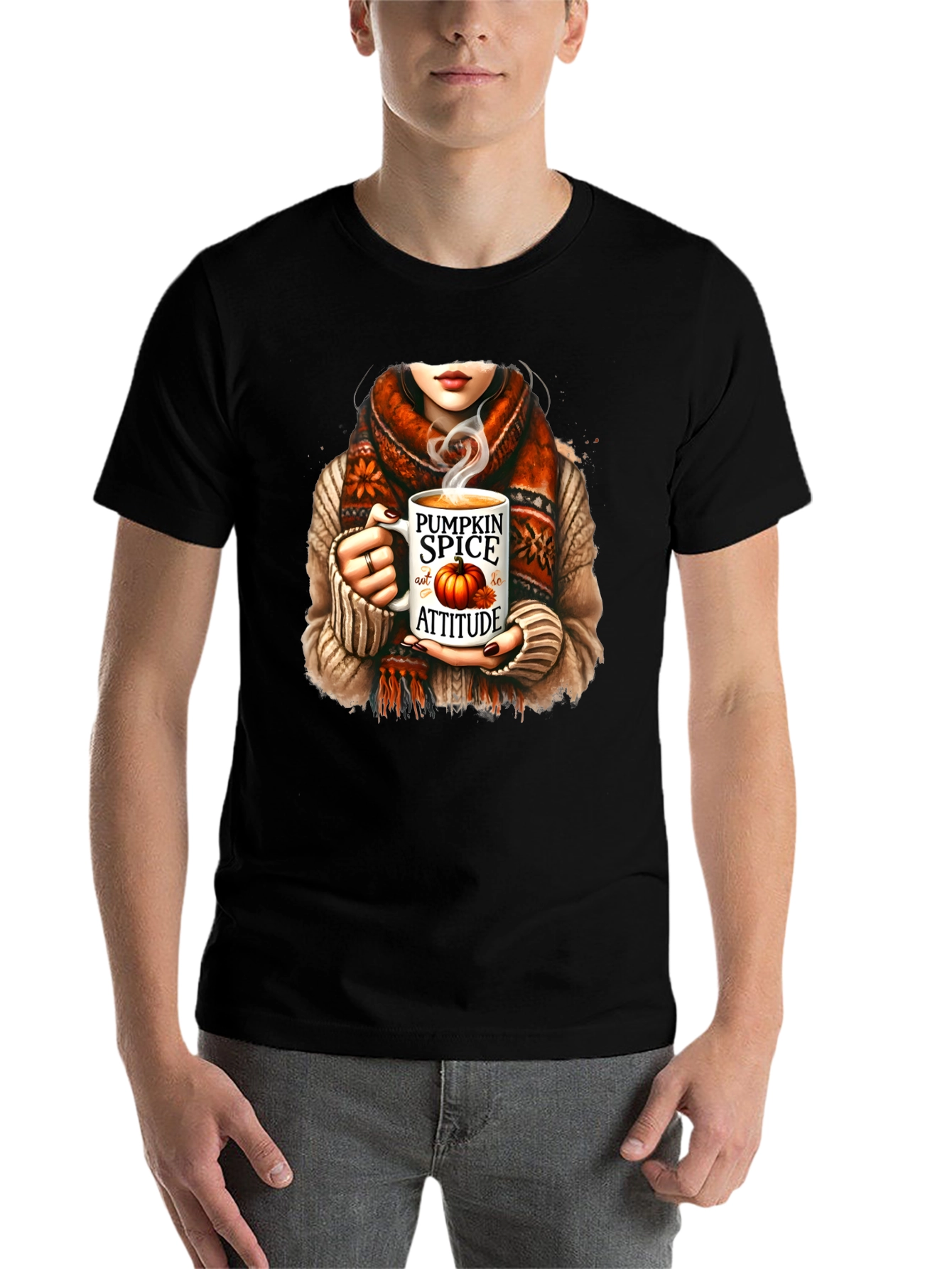Black Pumpkin Spice Attitude T-Shirt Fall Graphic Tee view 7