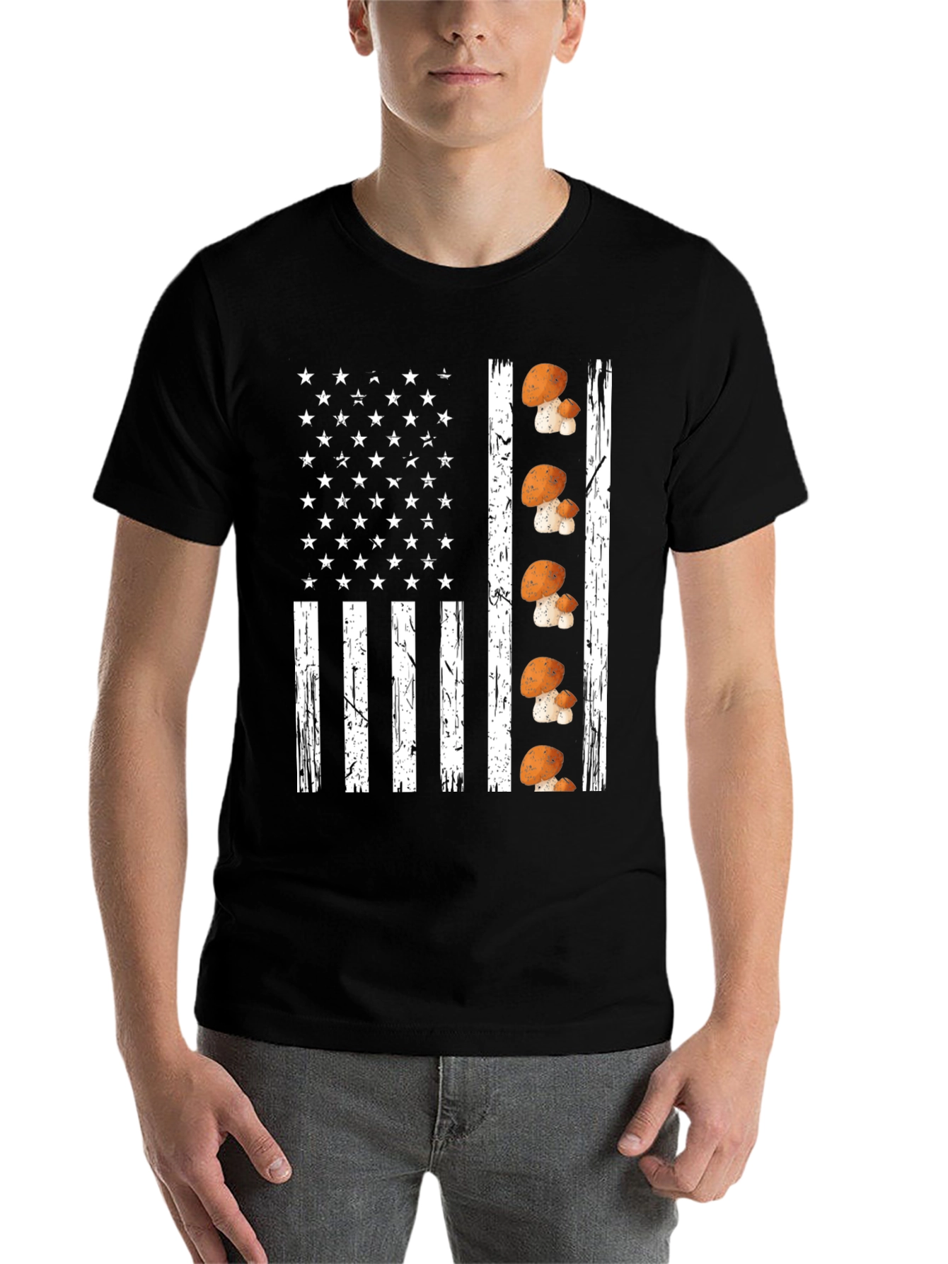 Black Mushroom Flag Graphic Tee view 7