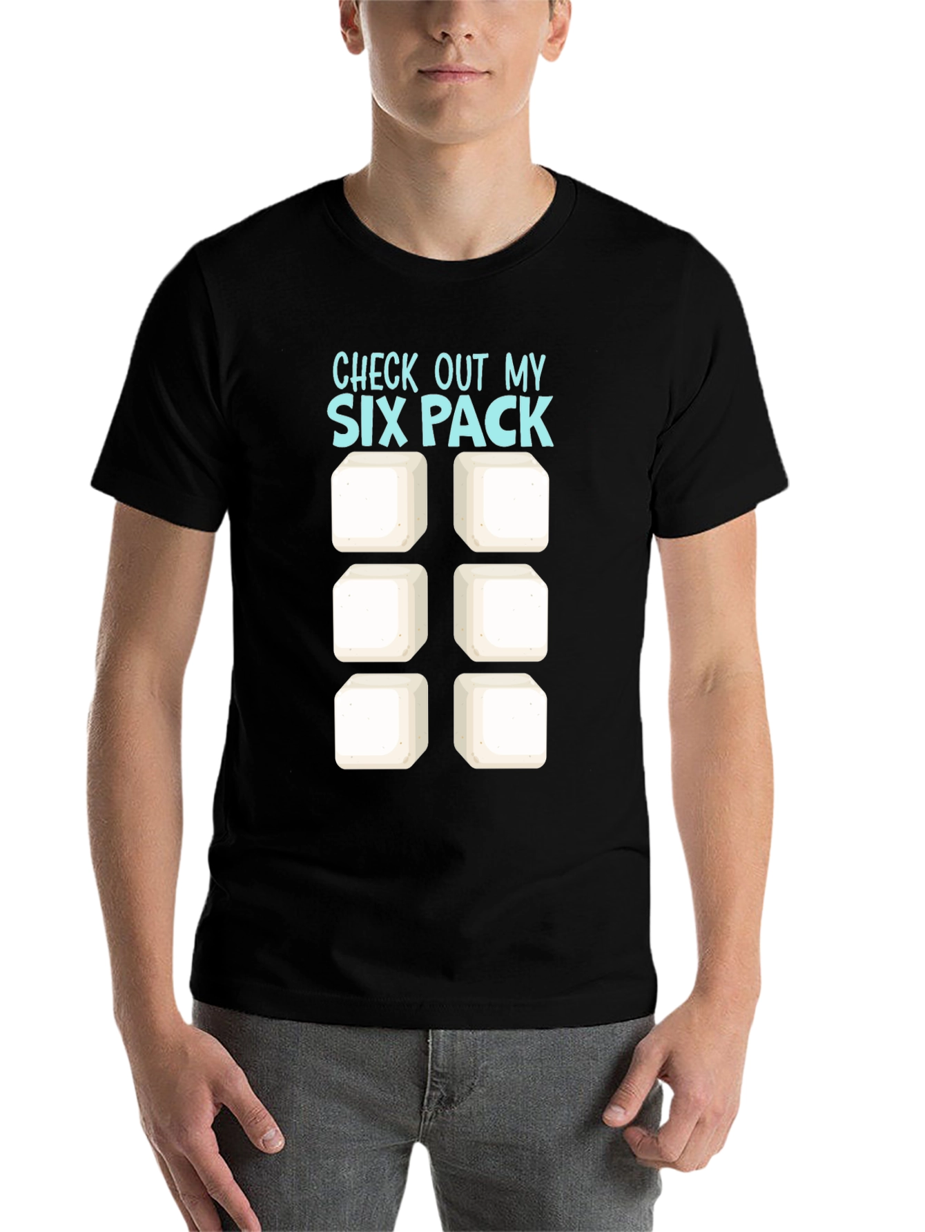 Black Check Out My Six Pack T-Shirt - Funny Abs Tee view 7