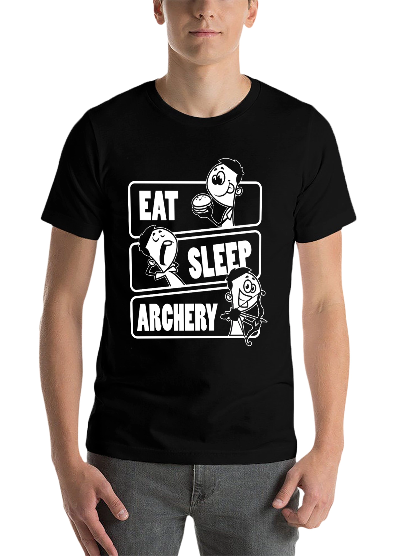Black Eat Sleep Archery Black Graphic Tee view 7