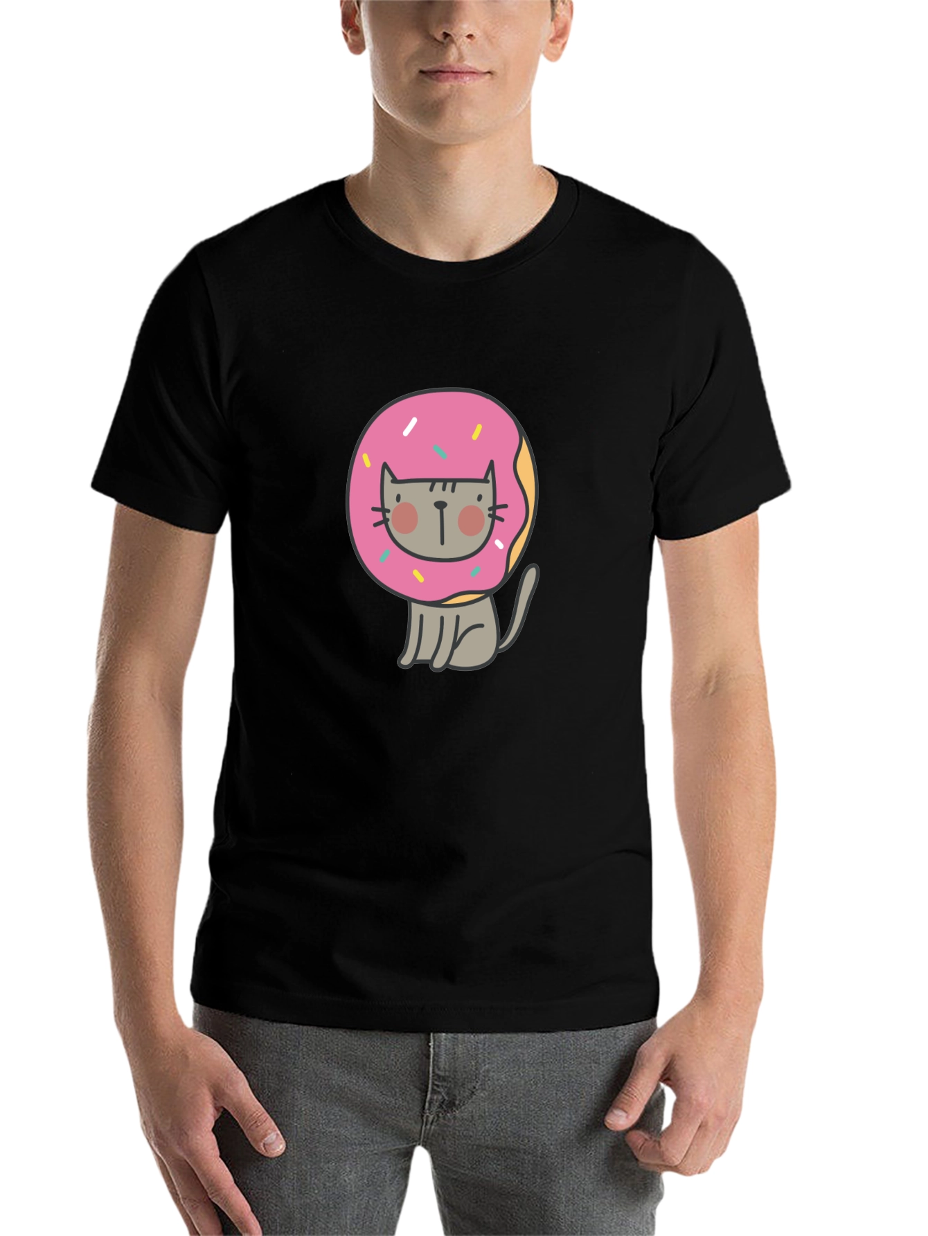 Black Donut Cat Graphic Tee - Cute and Funny view 7