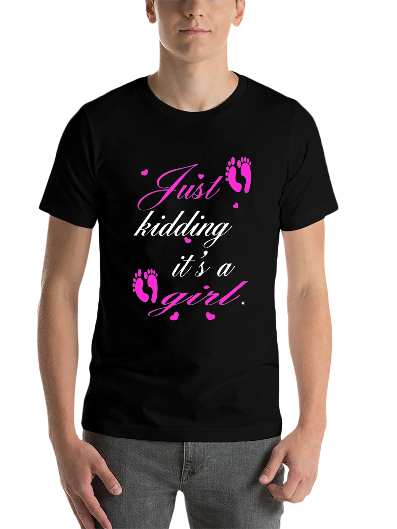 Black Just Kidding It's a Girl T-Shirt view 7