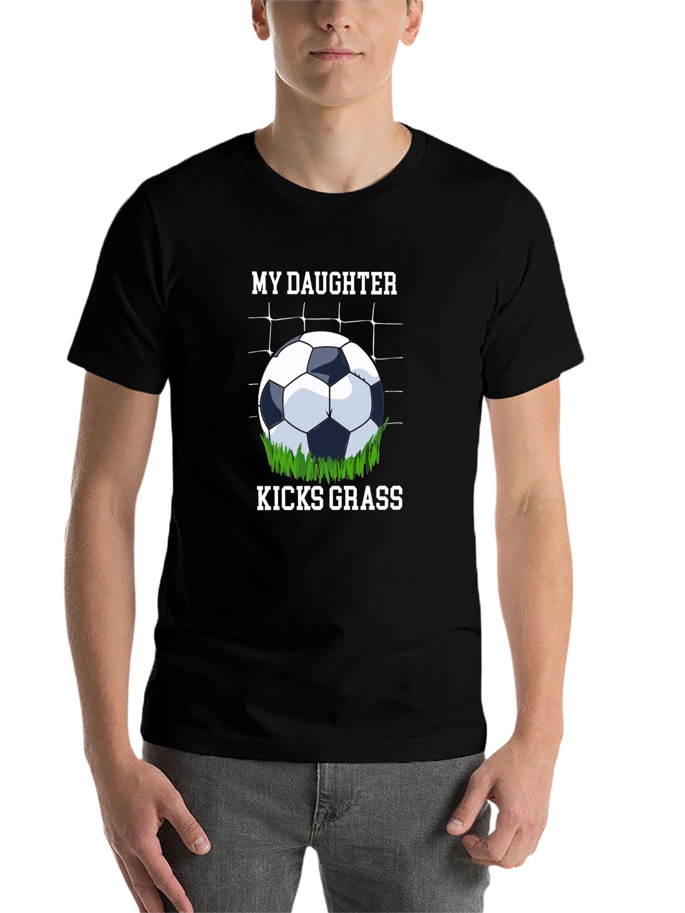 Black My Daughter Kicks Grass T-Shirt Soccer Fan Gift view 7