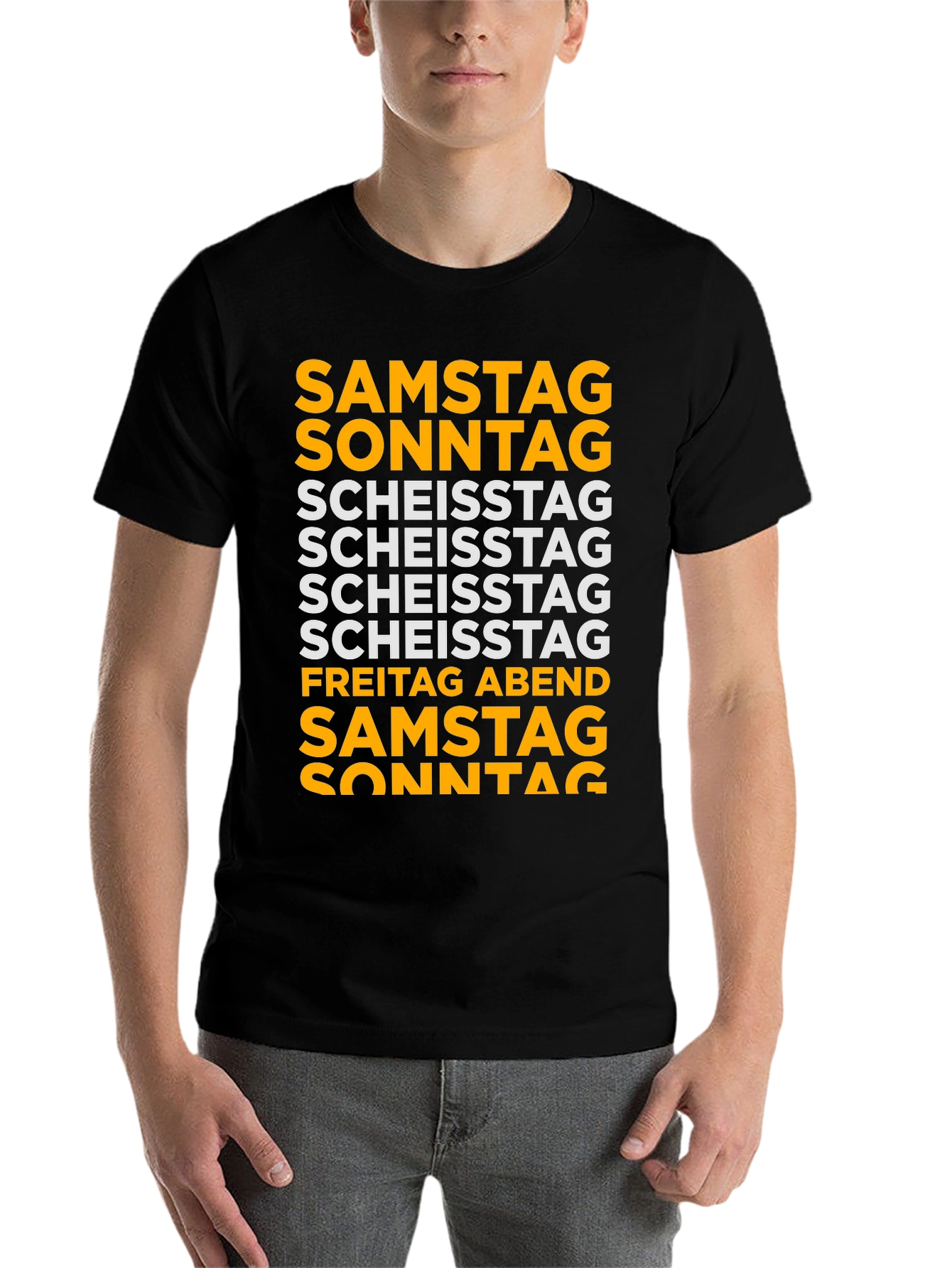 Black Funny German Days of the Week T-Shirt view 7