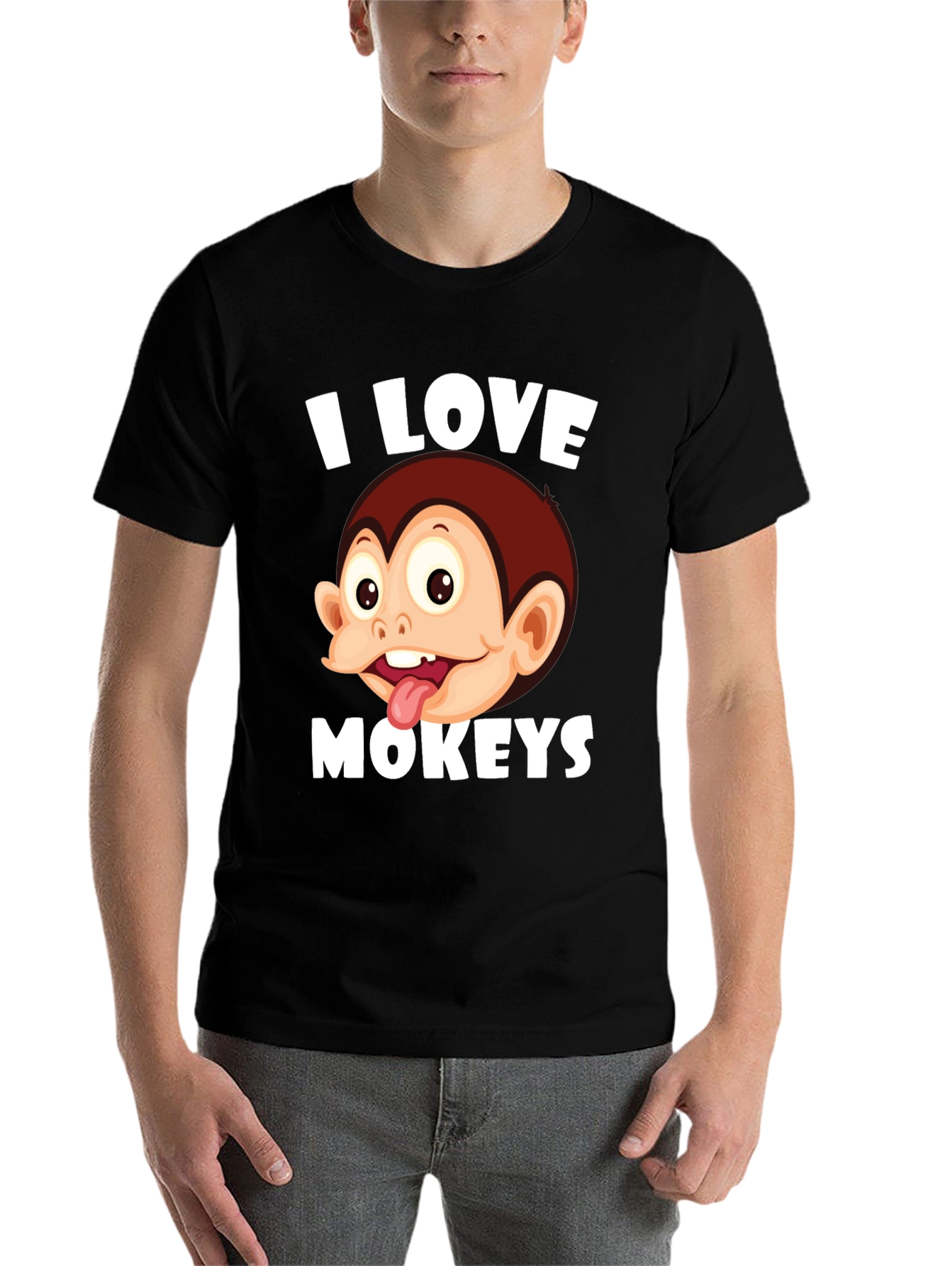 Black I Love Monkeys Graphic Tee - Novelty Design view 7