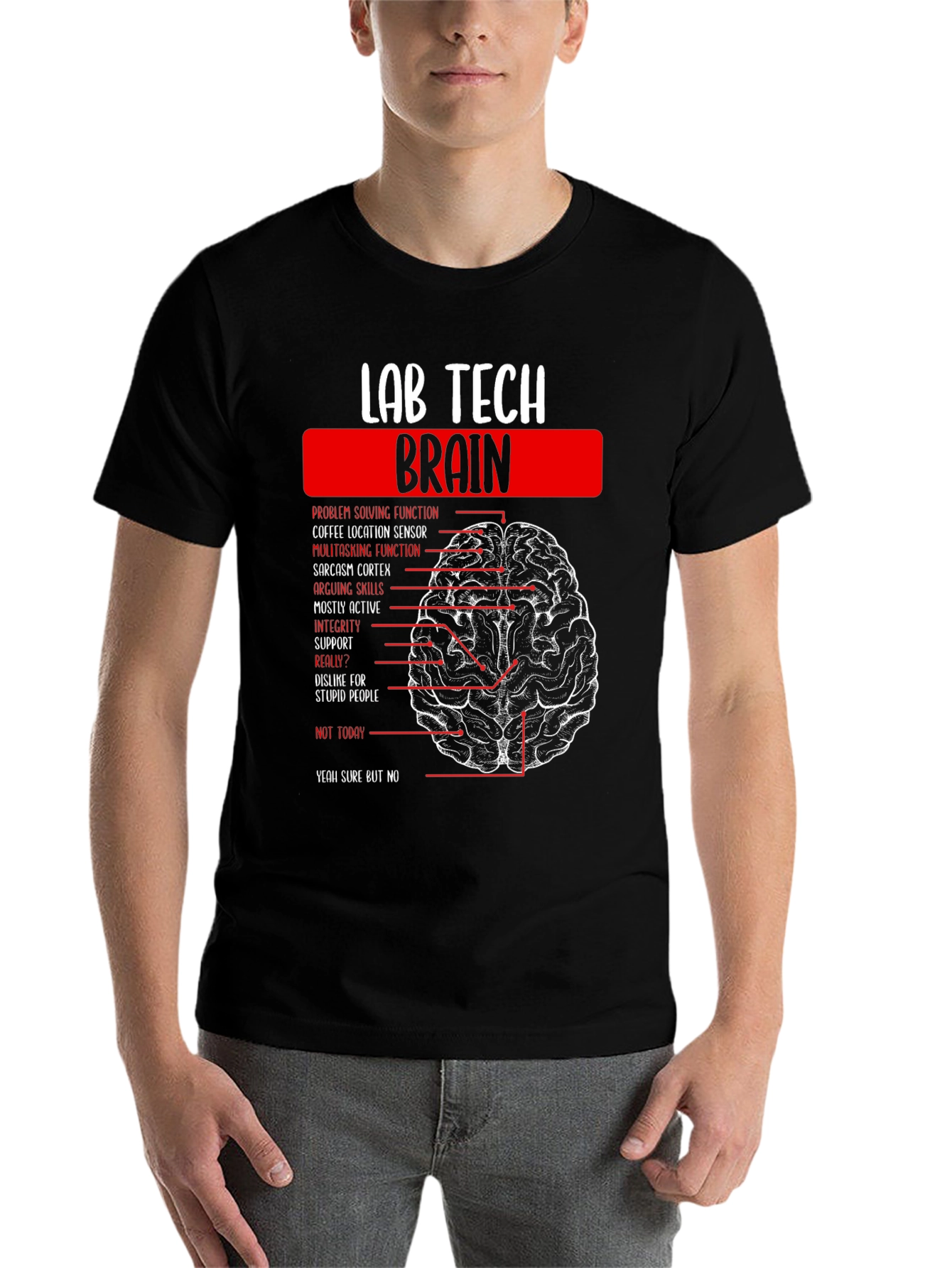 Black Lab Tech Brain Anatomy Graphic Tee -  Black view 7