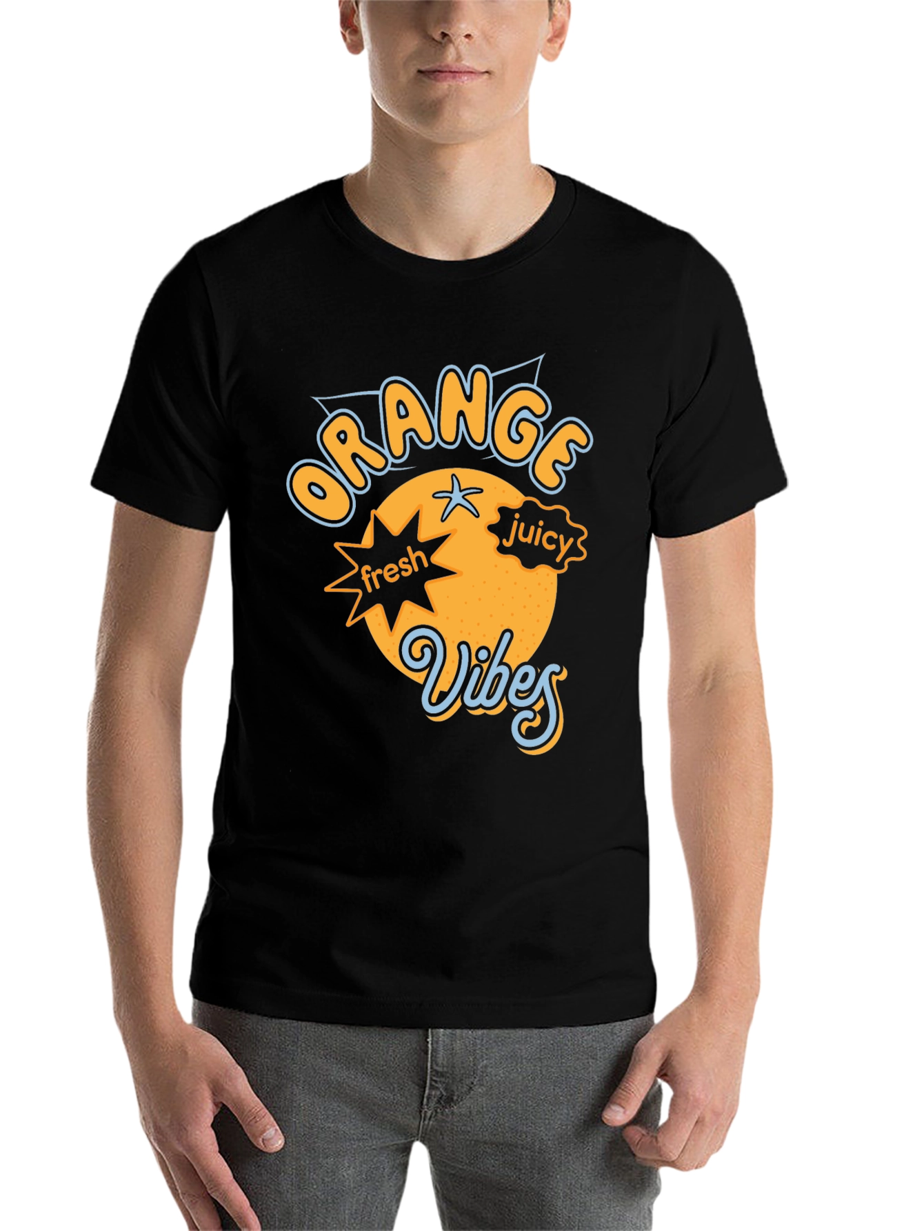 Black Orange Vibes Graphic Tee - Fresh & Fun view 7