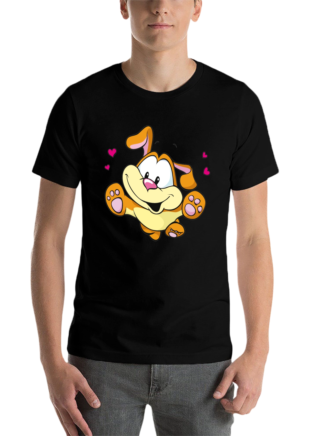 Black Cartoon Dog T-Shirt - Cute & Playful Design view 7