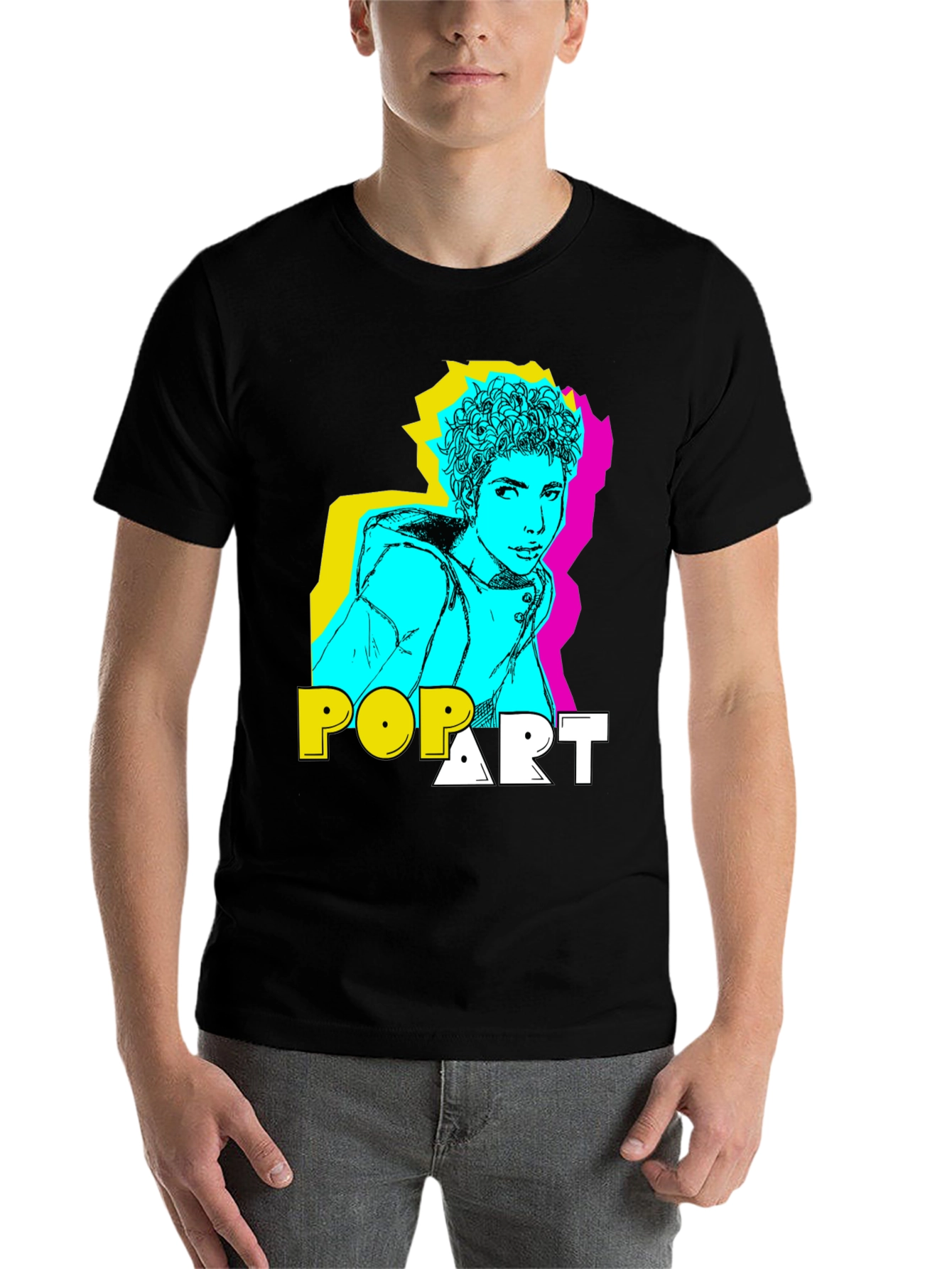 Black Pop Art Style Graphic T-Shirt view 7
