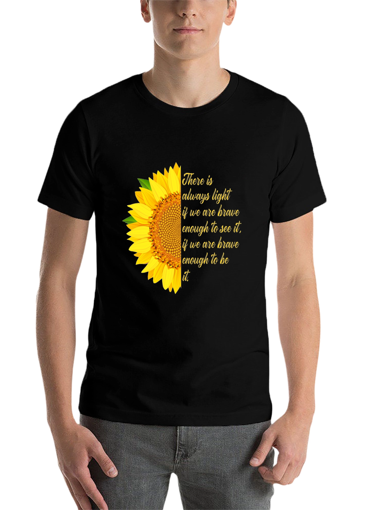Black Sunflower Inspirational Quote Graphic Tee - "Always Light" view 7