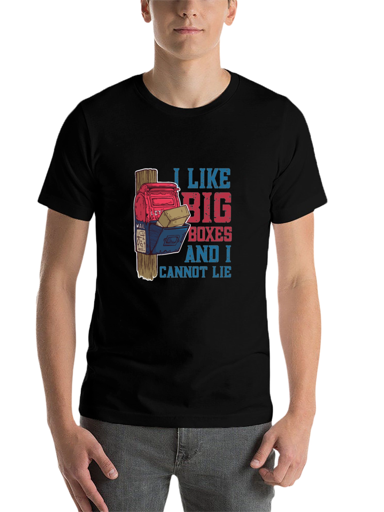 Black Funny Mailbox T-Shirt: I Like Big Boxes view 7