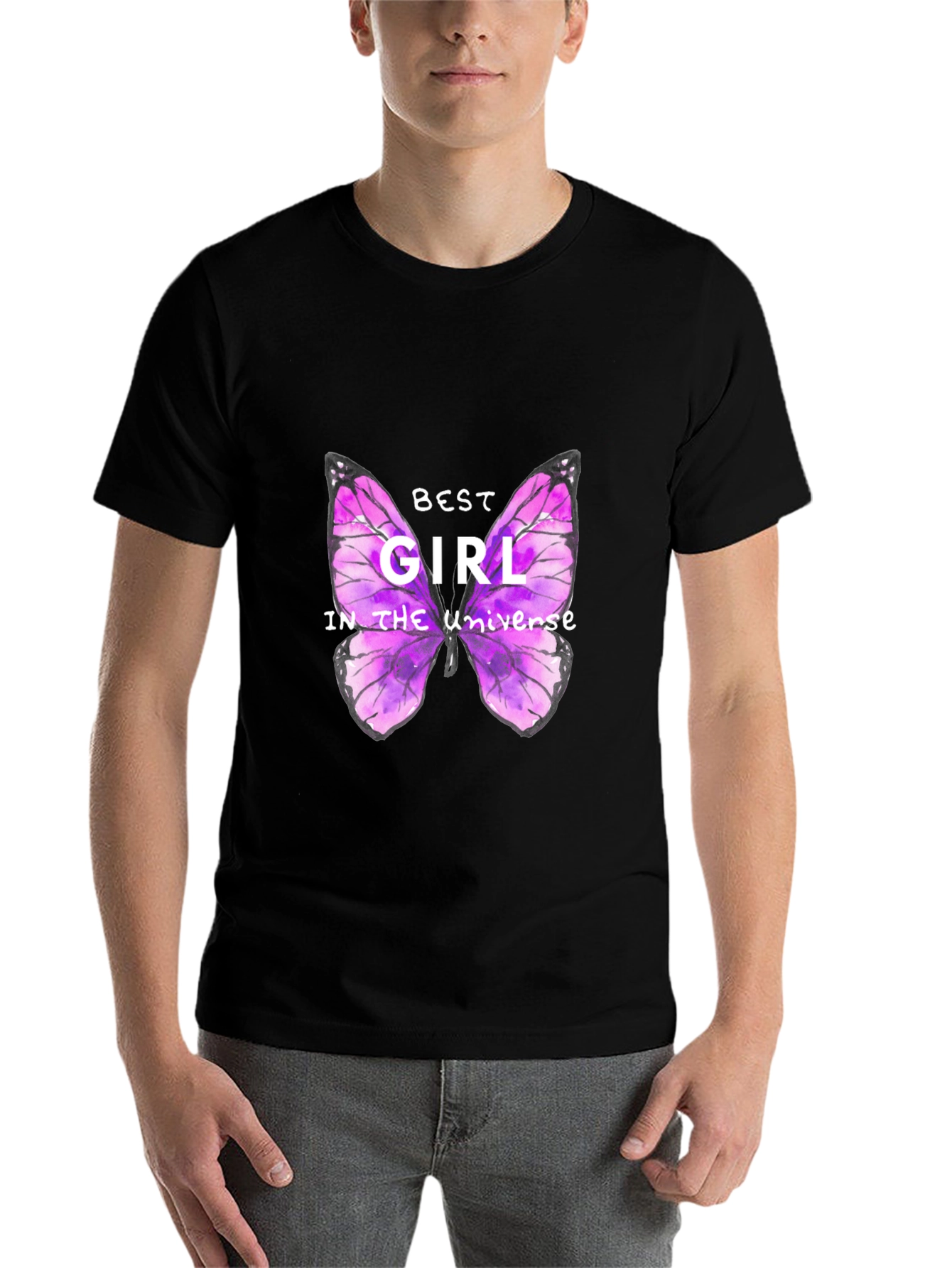 Black Best Girl Butterfly Graphic T-Shirt view 7