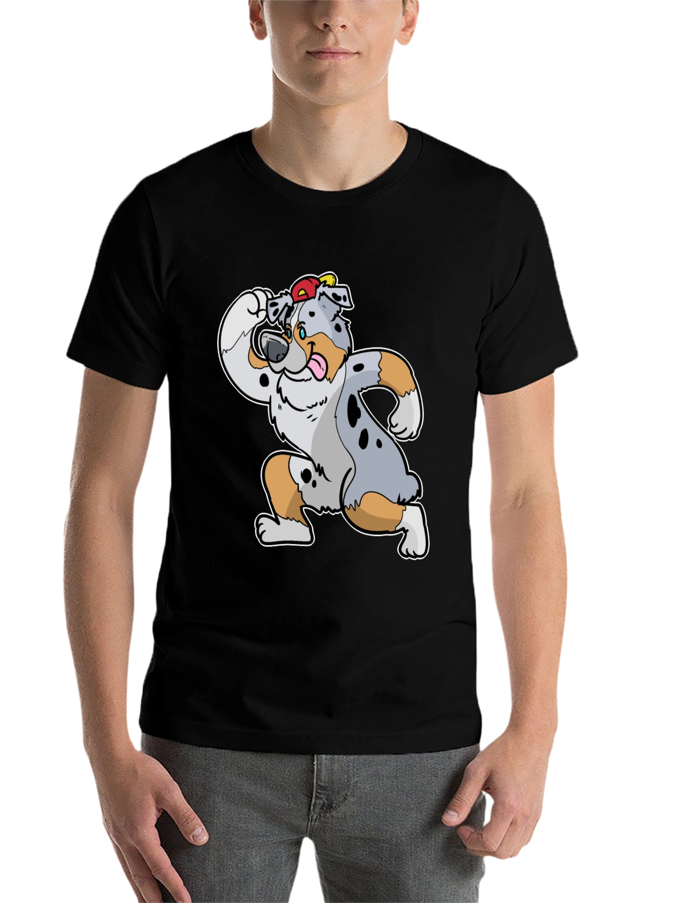 Black Dog Cartoon T-Shirt view 7