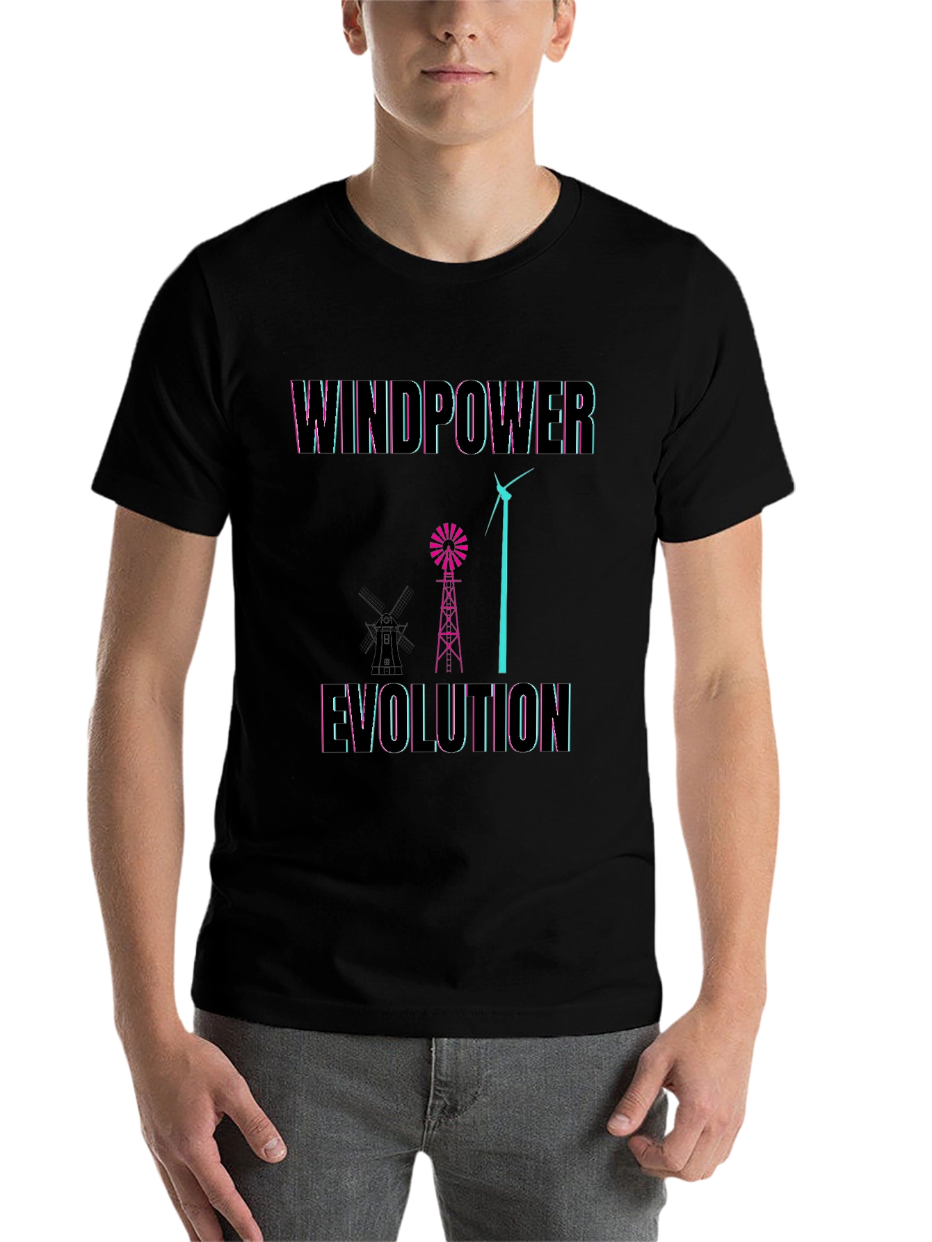 Black Windpower Evolution Graphic Tee - Black Cotton T-Shirt view 7
