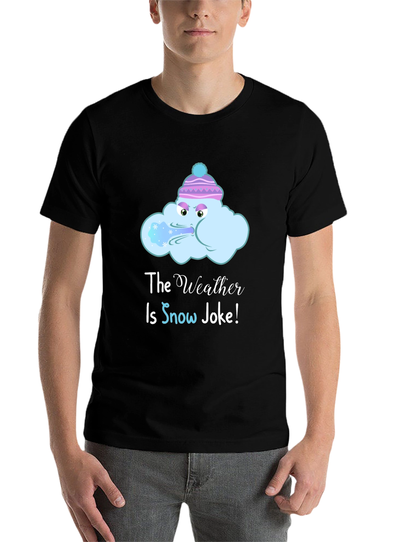 Black Funny Winter Weather T-Shirt - Snow Joke Graphic Tee view 7