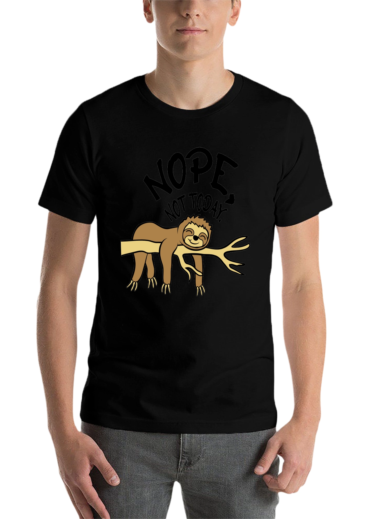 Black Nope Not Today Sloth Graphic T-Shirt view 7