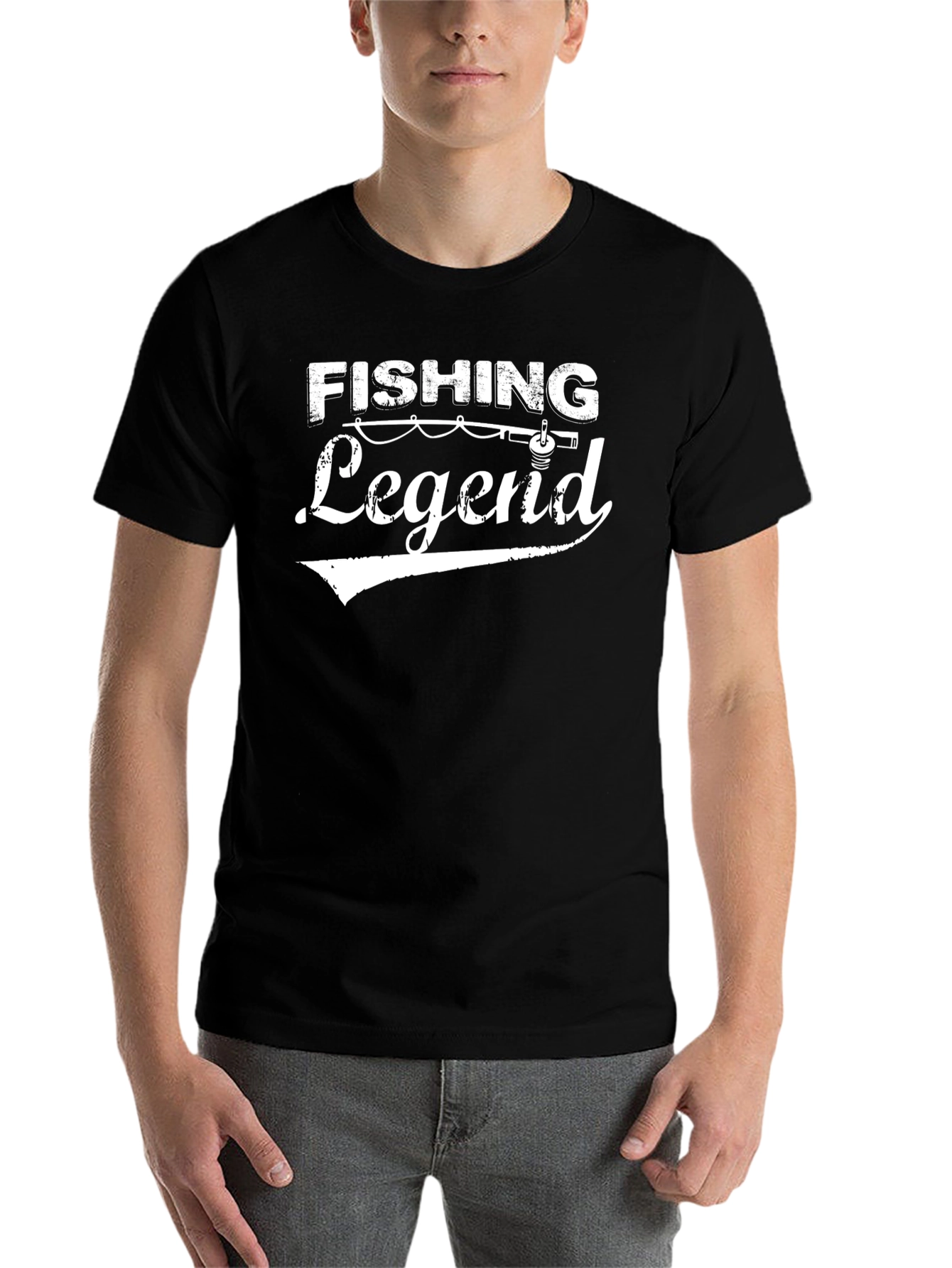 Black Fishing Legend Graphic Tee - Black Cotton T-Shirt view 7