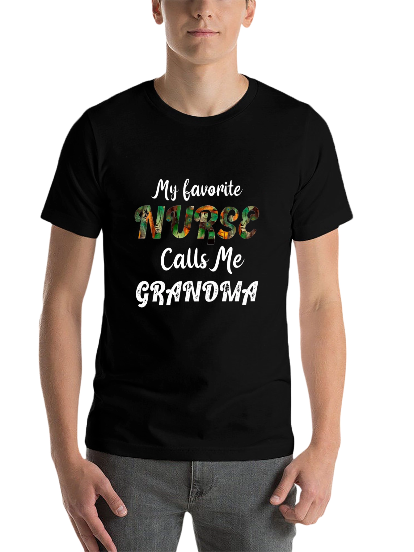 Black My Favorite Nurse Calls Me Grandma T-Shirt view 7