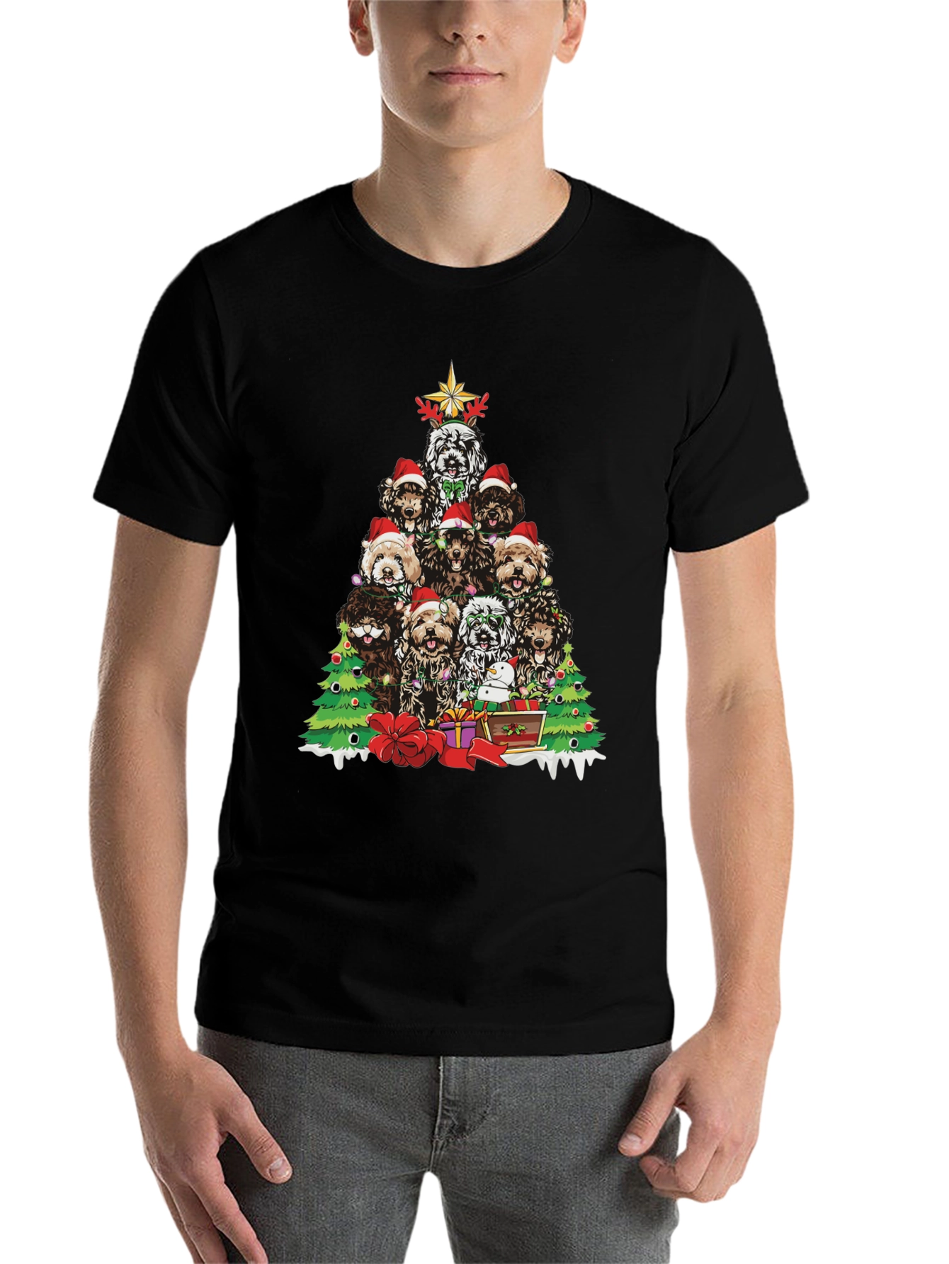 Festive Dog Christmas Tree T-Shirt - 7