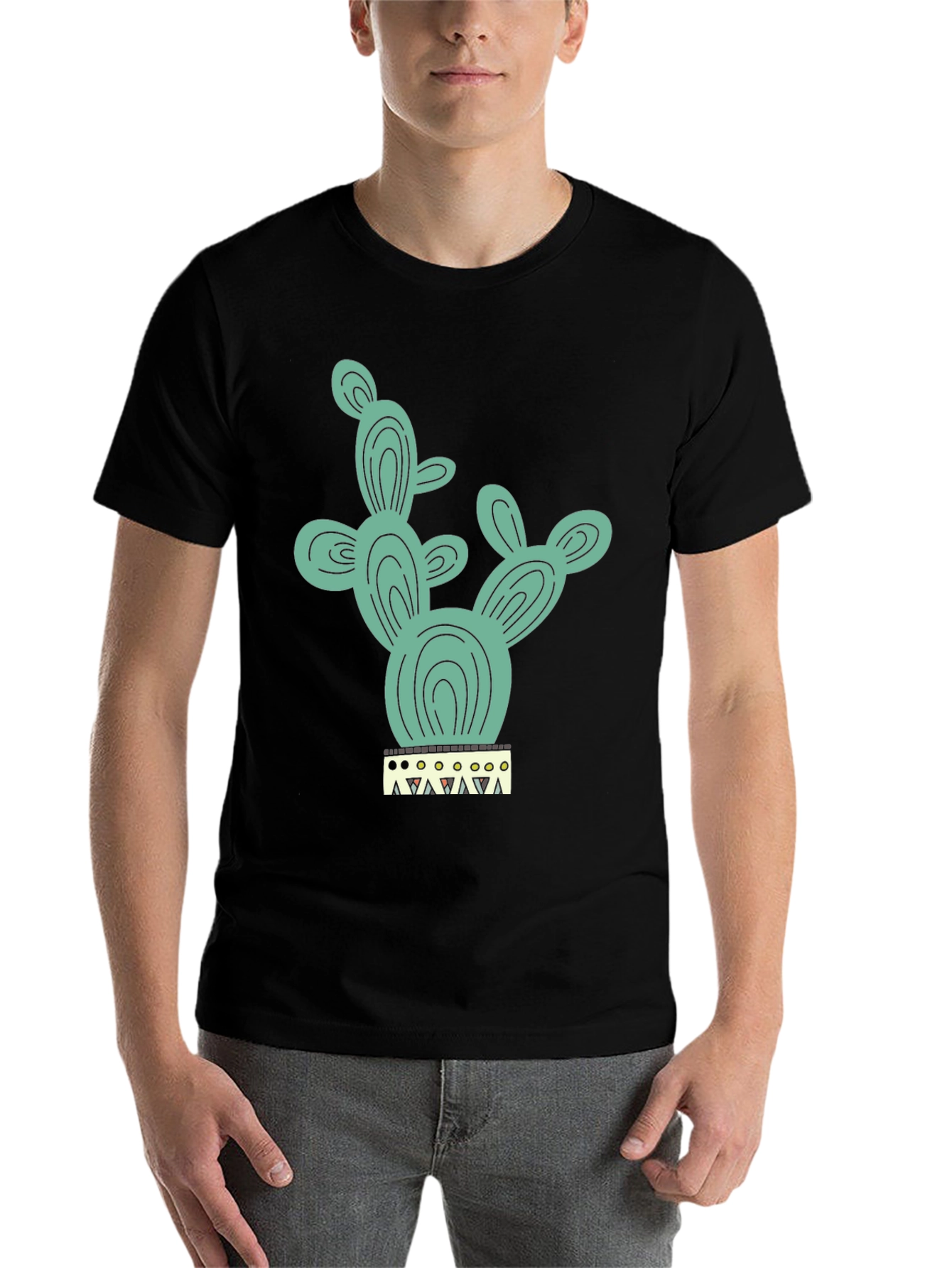Black Cactus Tee - Trendy Graphic Print T-Shirt view 7