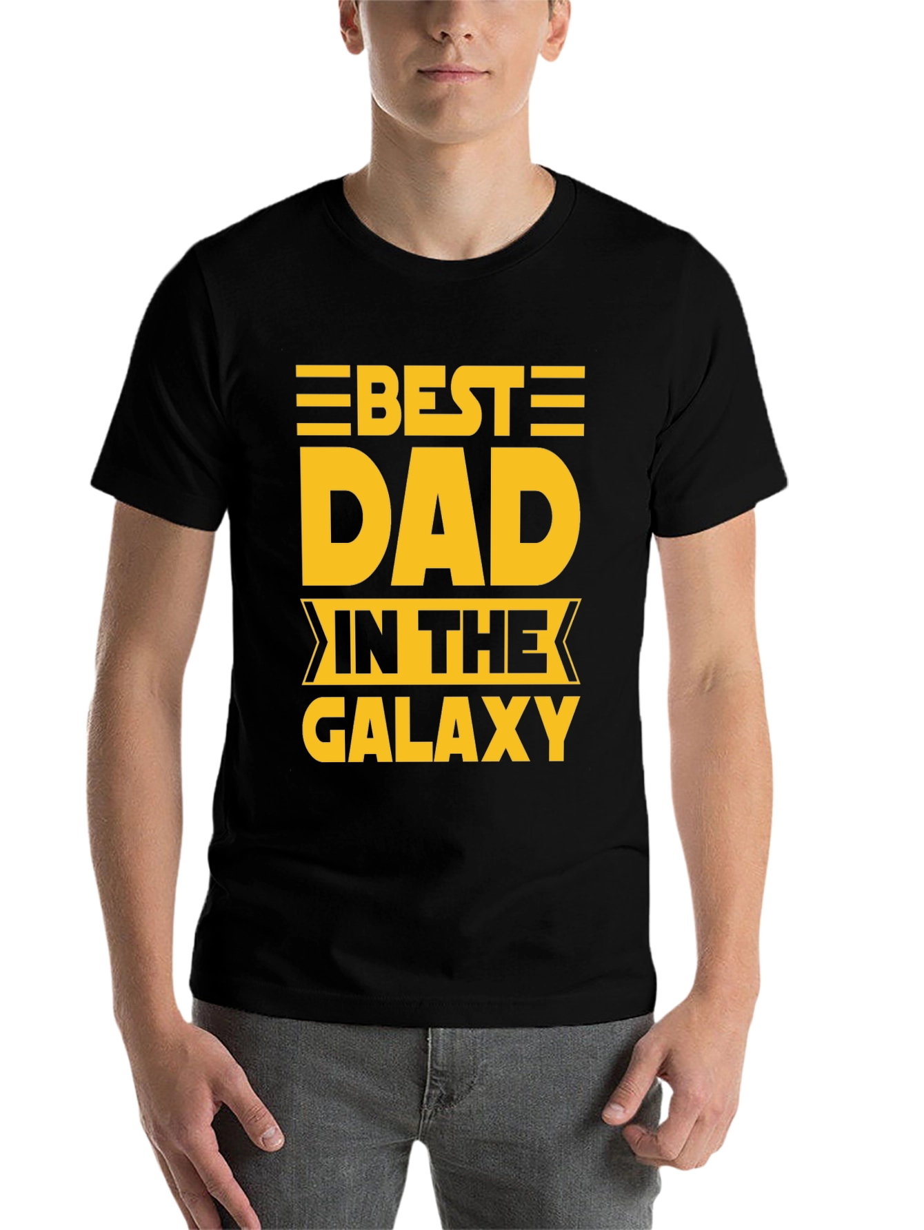 Black Best Dad in The Galaxy Graphic T-Shirt view 7