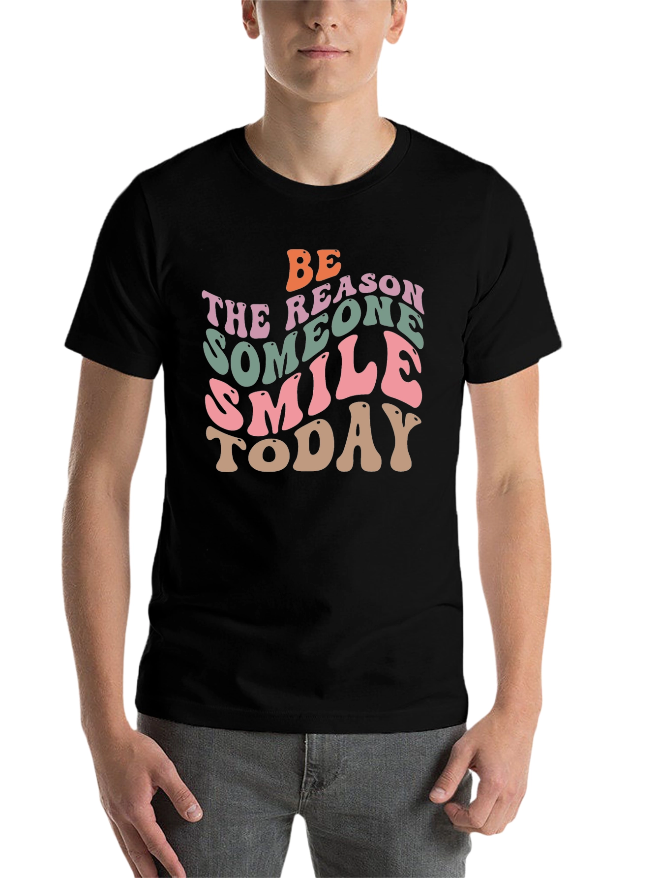 Black Retro Graphic T-Shirt: Be the Reason Someone Smiles Today view 7