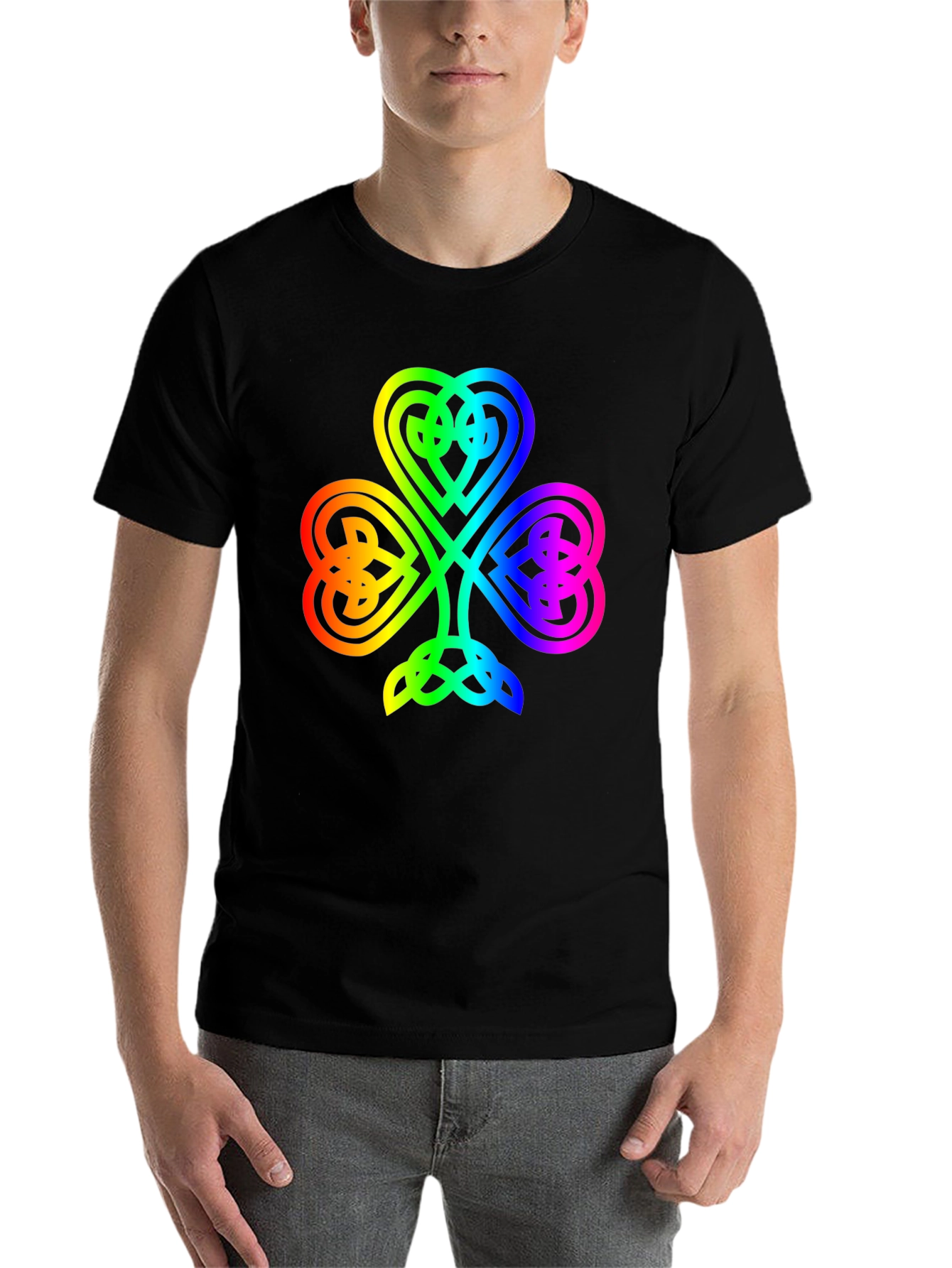 Black Rainbow Shamrock T-Shirt - Lucky Irish Pride view 7