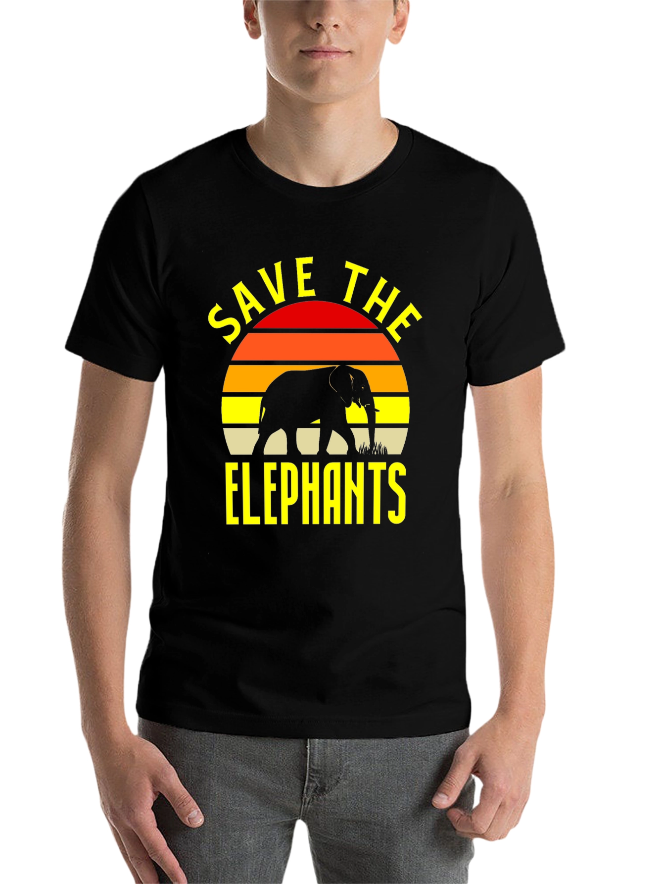 Black Save The Elephants T-Shirt Black Wildlife Conservation Tee view 7