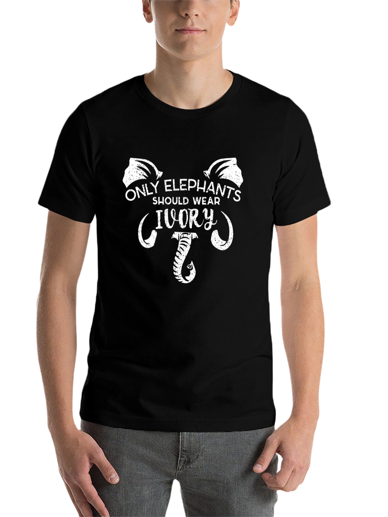 Black Only Elephants Should Wear Ivory Graphic Tee view 7