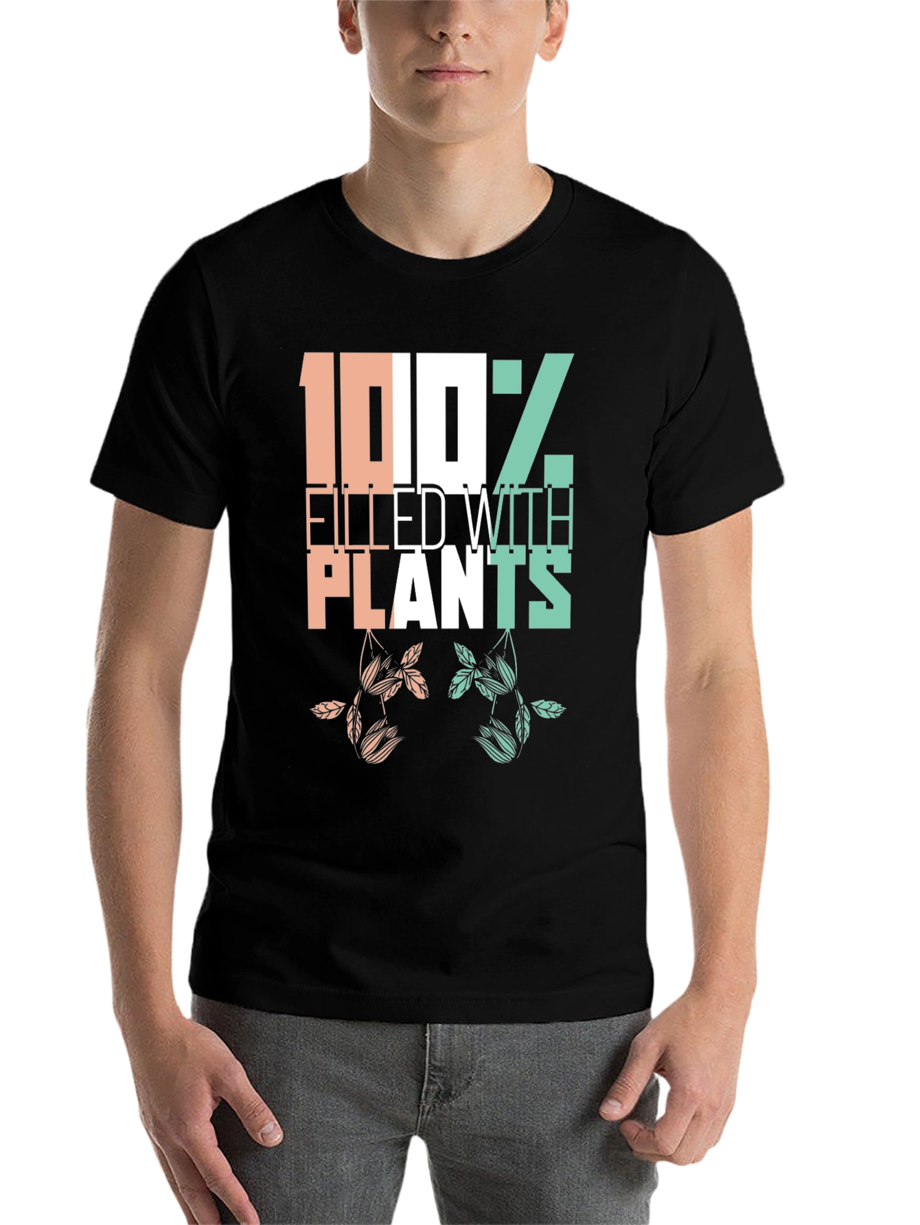 Black Plant Lover T-Shirt - 100% Filled with Plants view 7